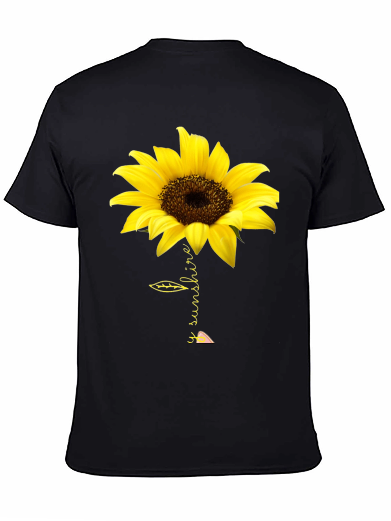 Sunflower Sunshine Graphic Tee - Black Cotton T-Shirt