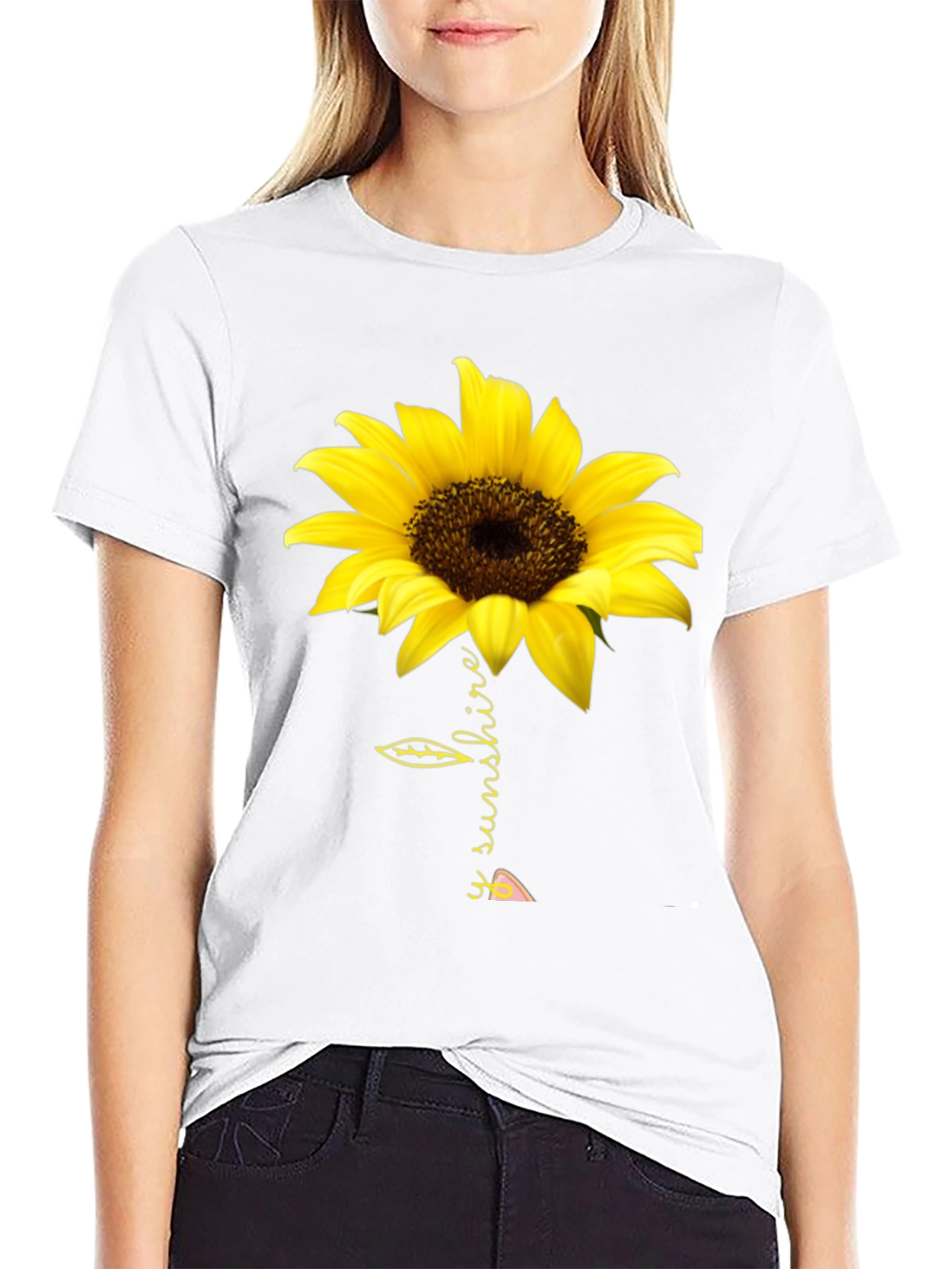 Sunflower Sunshine Graphic Tee - Black Cotton T-Shirt