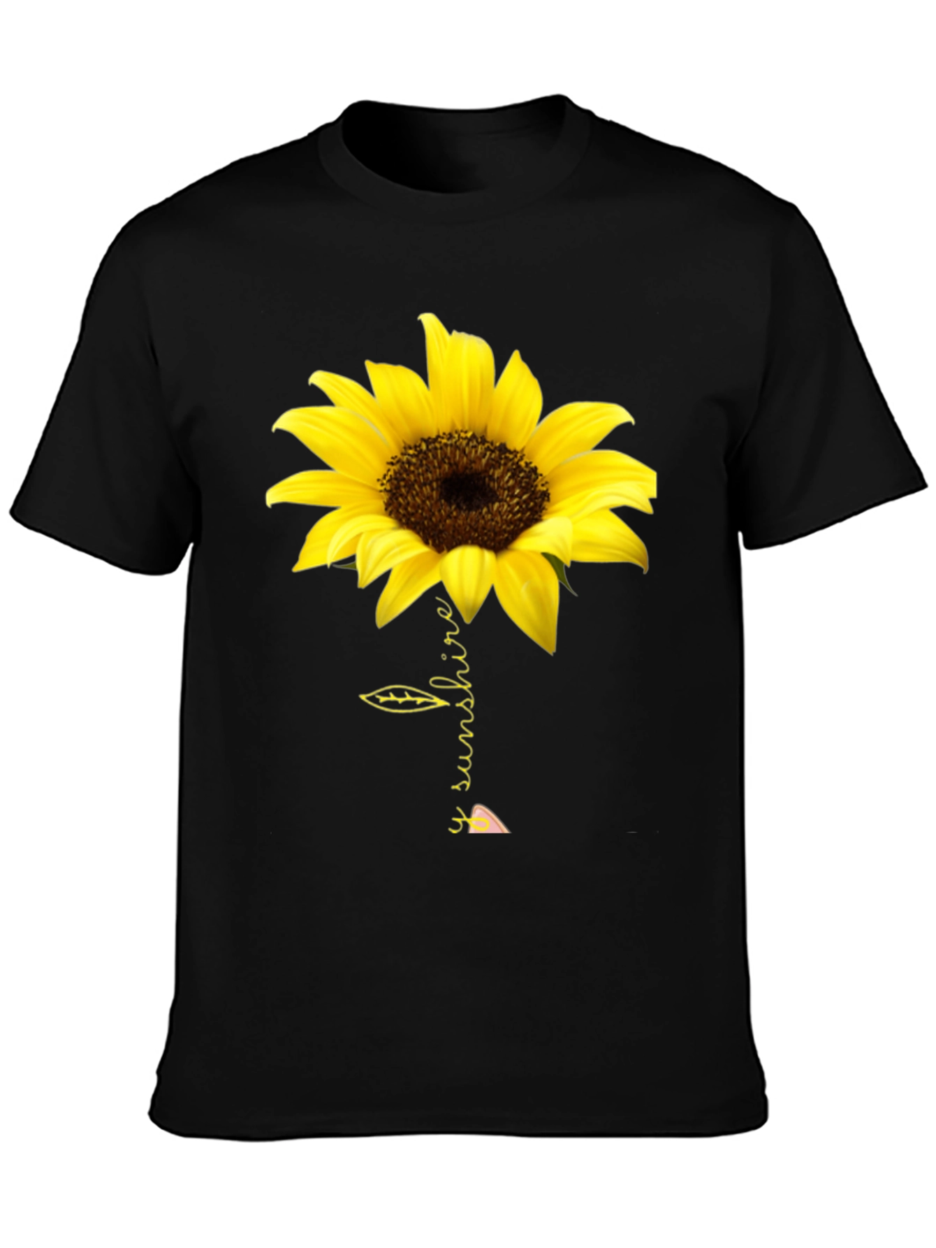 Sunflower Sunshine Graphic Tee - Black Cotton T-Shirt