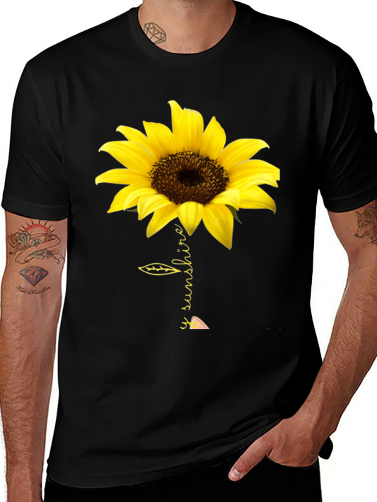 Sunflower Sunshine Graphic Tee - Black Cotton T-Shirt