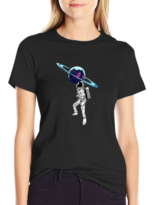 Astronaut Planet Graphic T-Shirt - Black