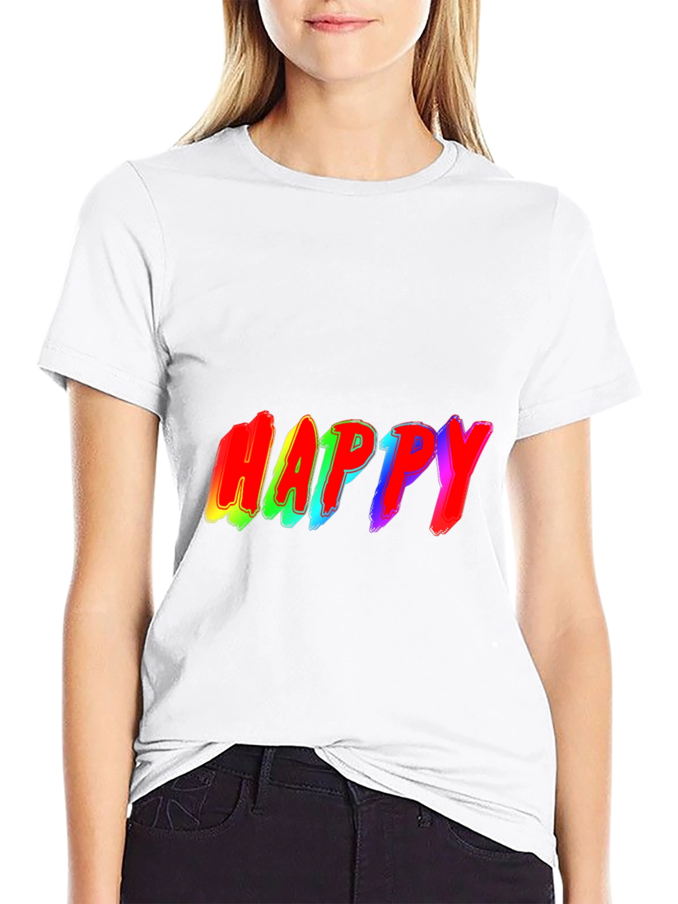 Happy Rainbow Graphic Black T-Shirt