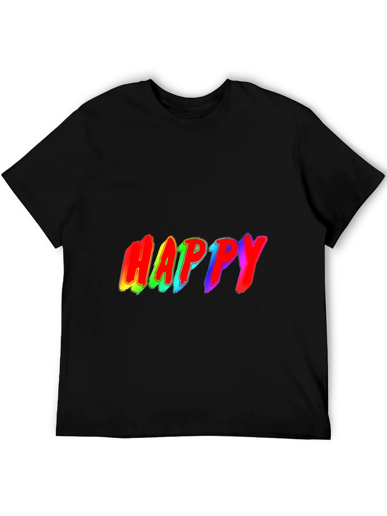 Happy Rainbow Graphic Black T-Shirt