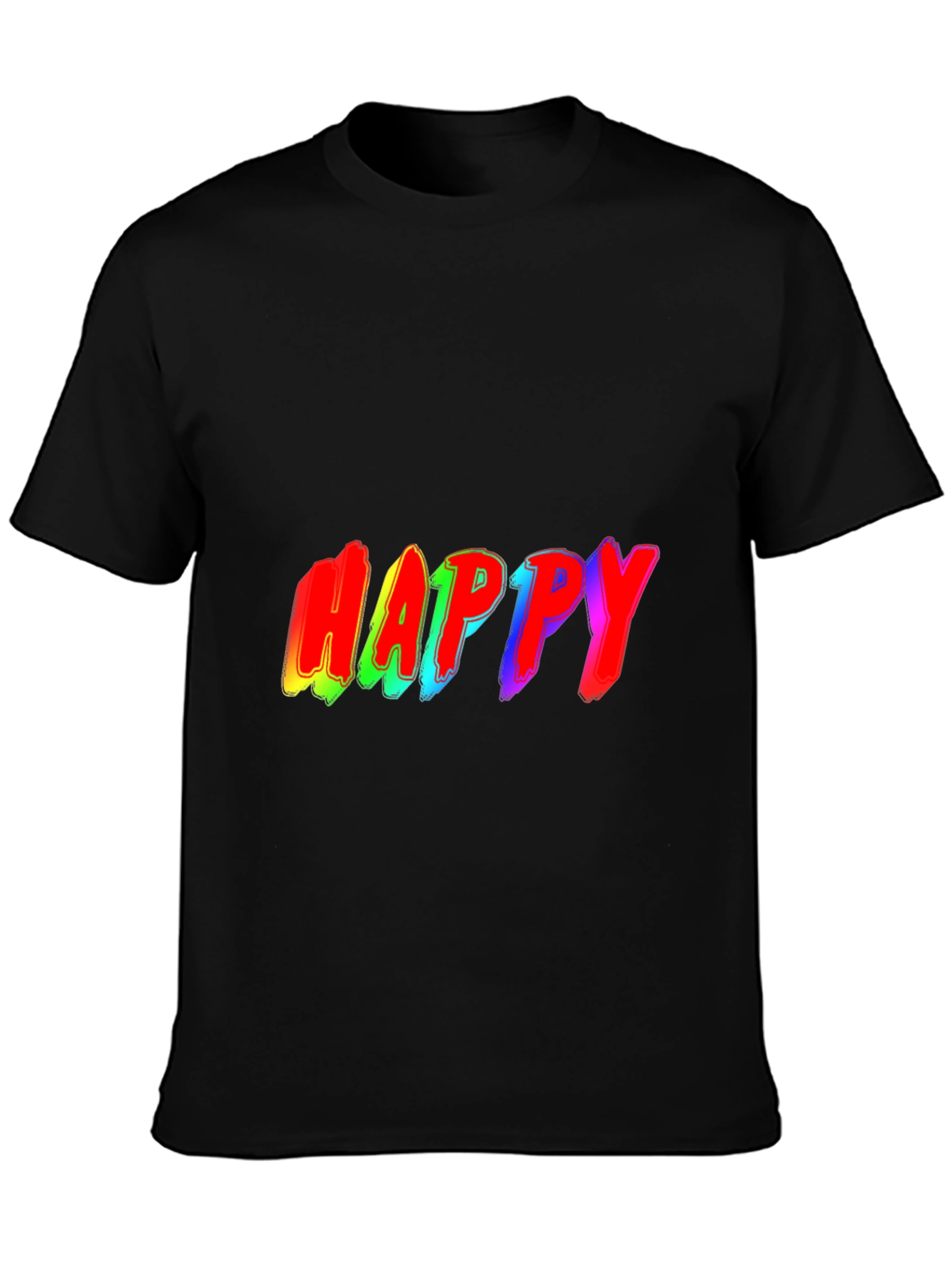 Happy Rainbow Graphic Black T-Shirt