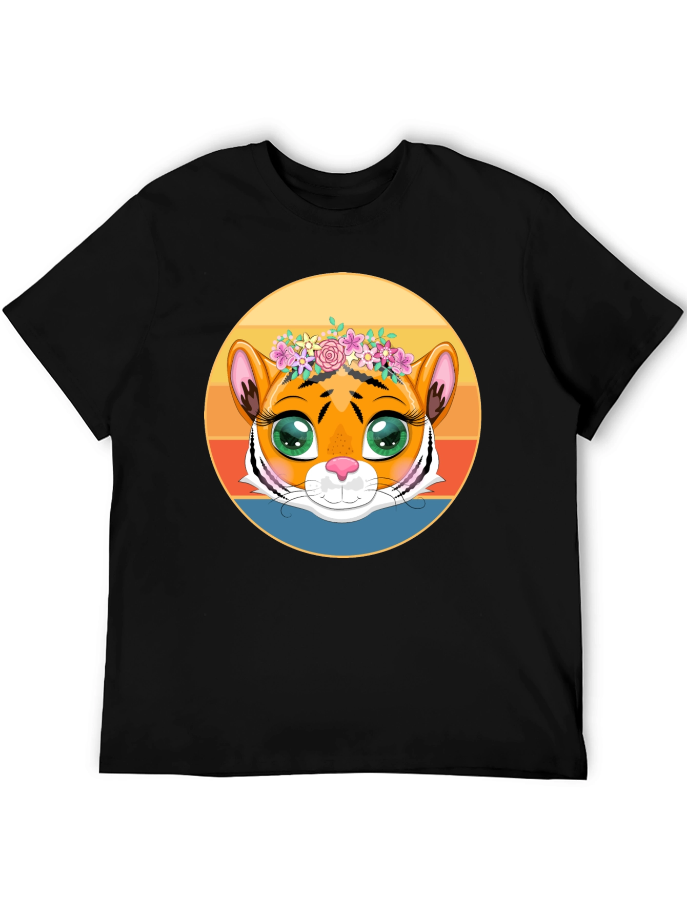 Tiger with Floral Crown Graphic Tee