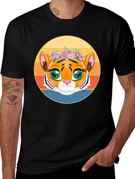 Tiger with Floral Crown Graphic Tee