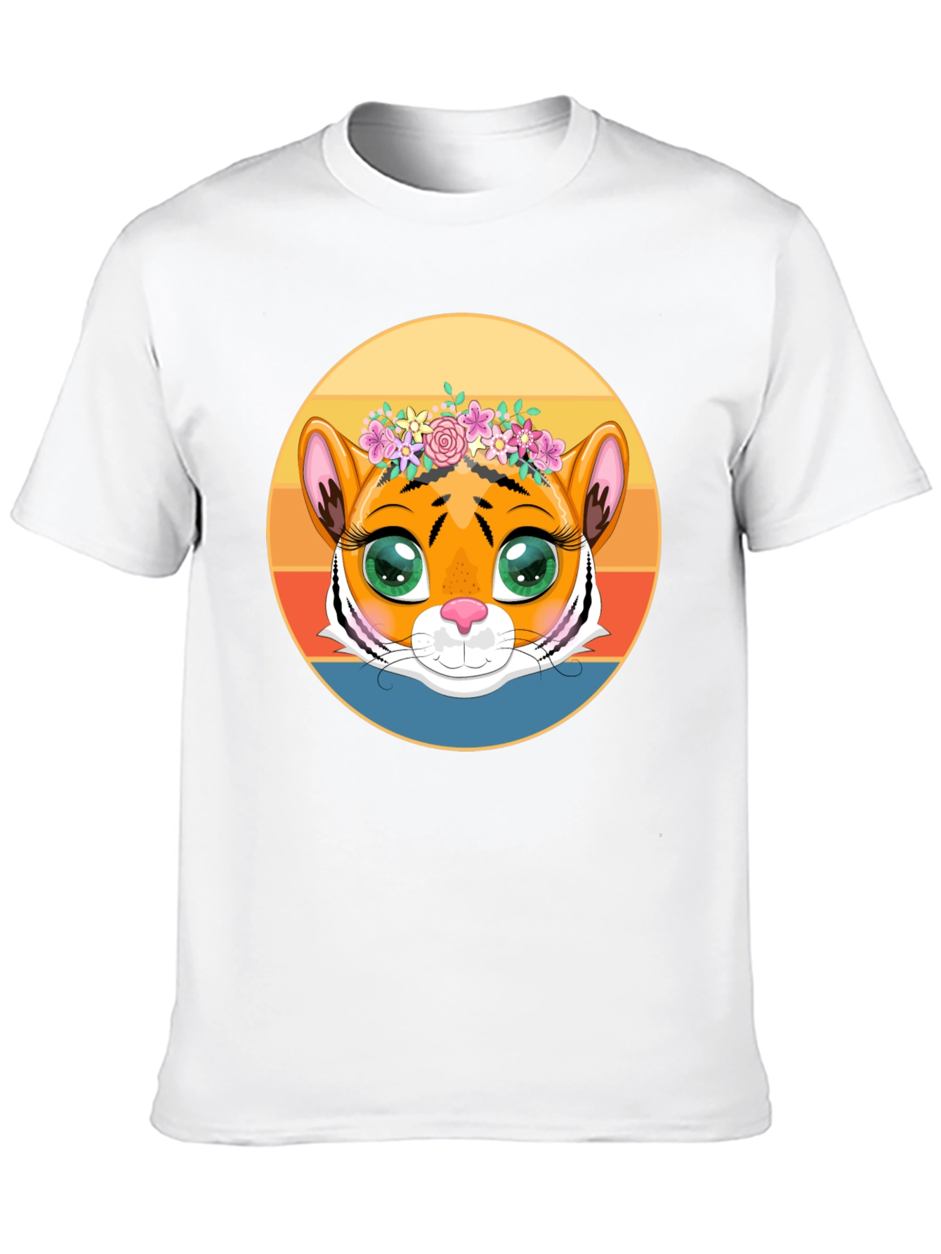 Tiger with Floral Crown Graphic Tee