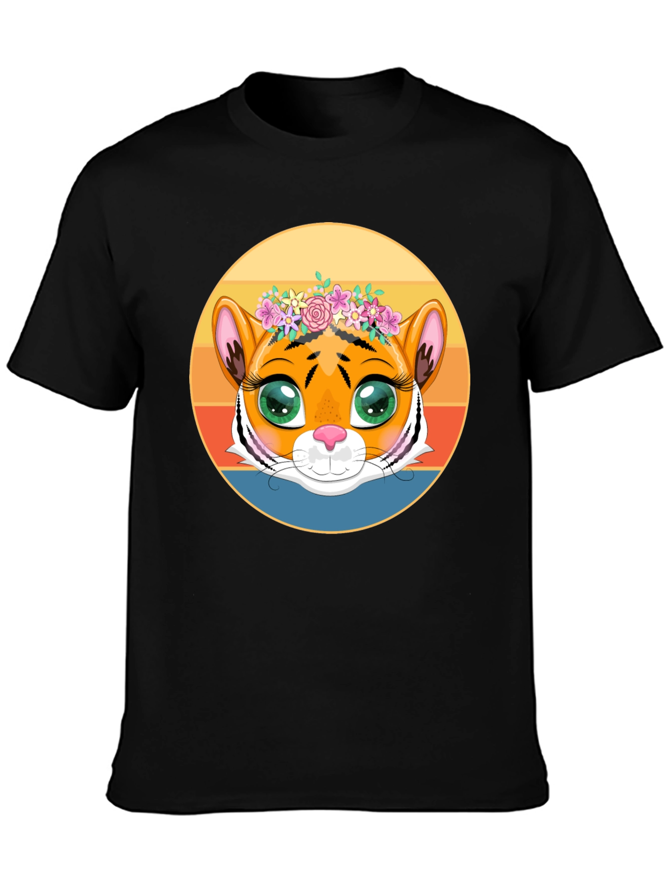 Tiger with Floral Crown Graphic Tee