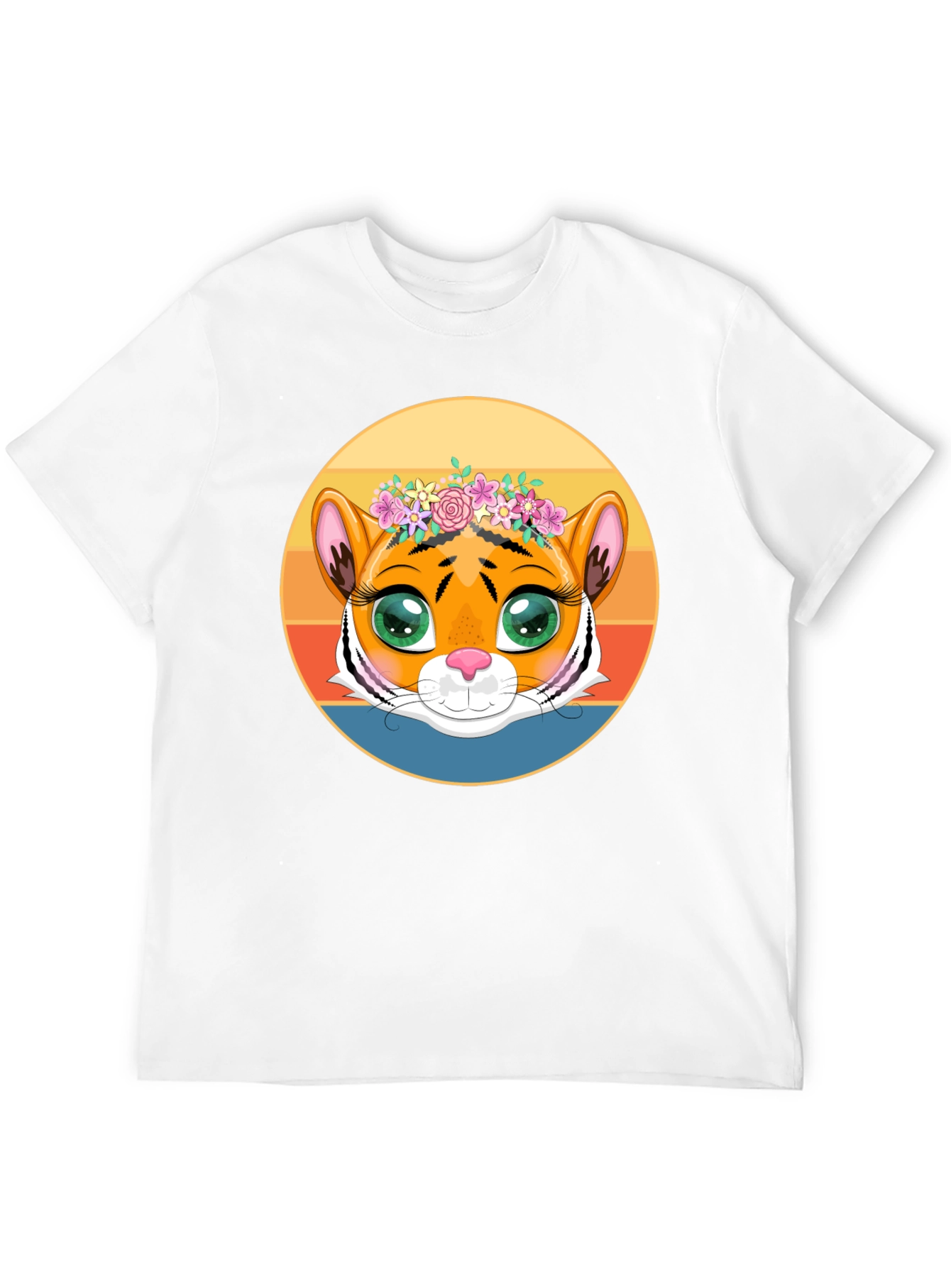 Tiger with Floral Crown Graphic Tee