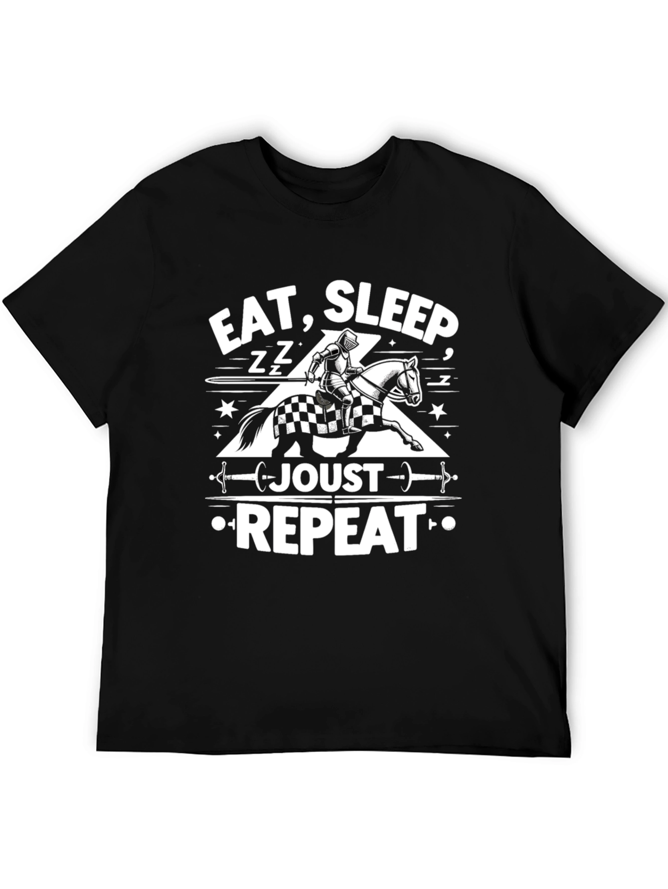 Eat Sleep Joust Repeat Black Graphic Tee