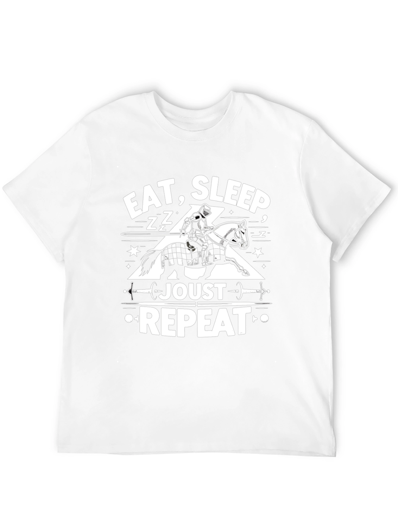 Eat Sleep Joust Repeat Black Graphic Tee
