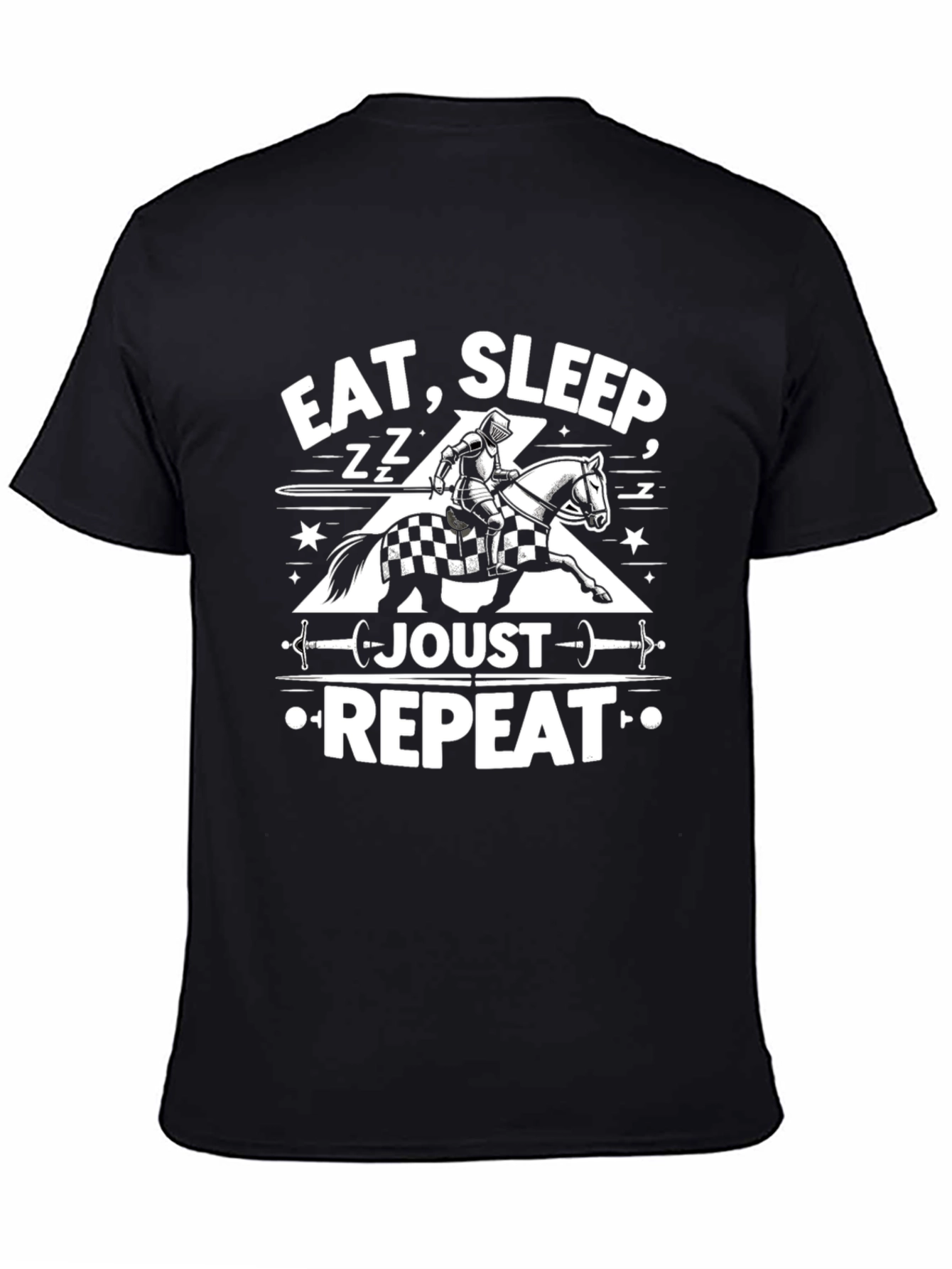 Eat Sleep Joust Repeat Black Graphic Tee
