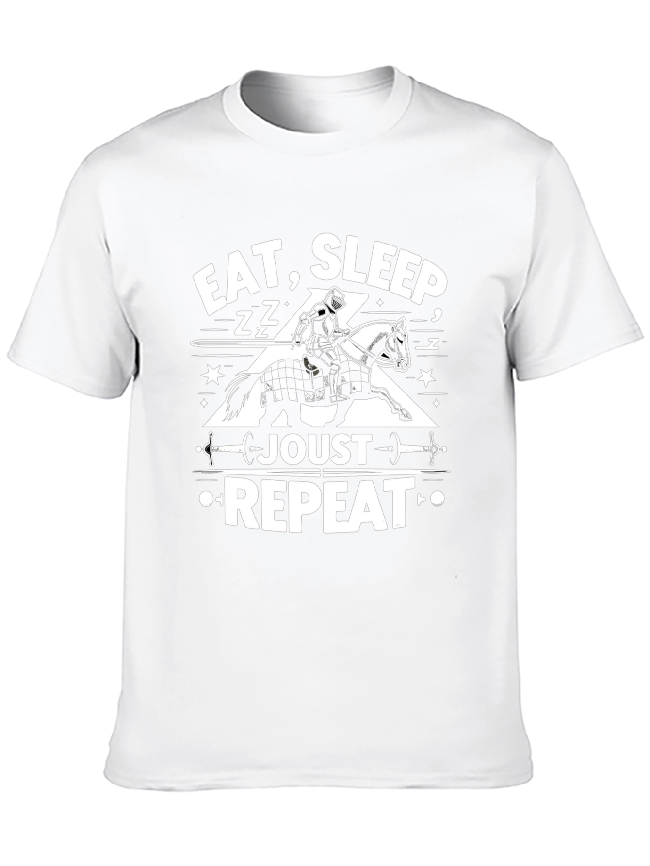 Eat Sleep Joust Repeat Black Graphic Tee