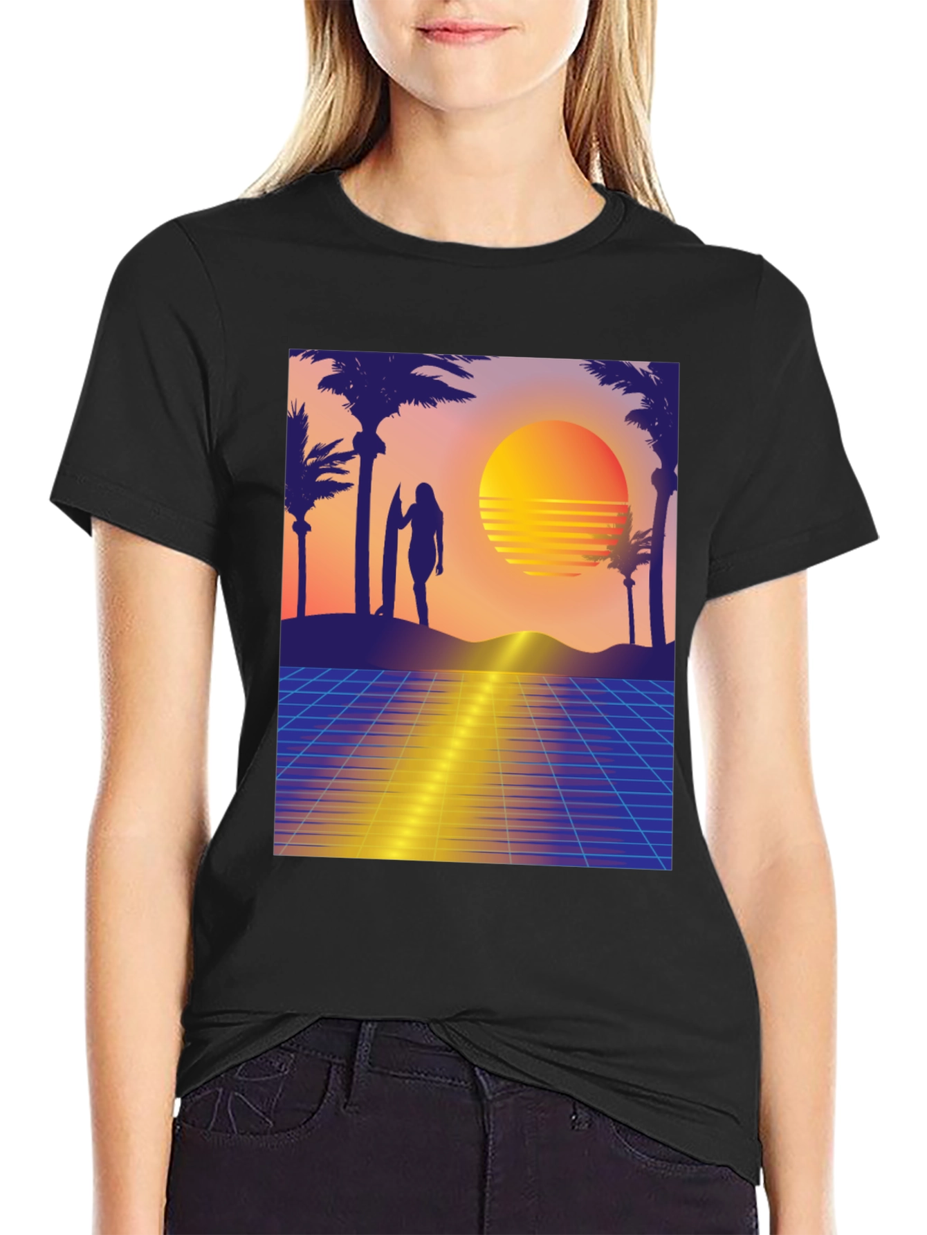 Retro Sunset Surfer Graphic Tee