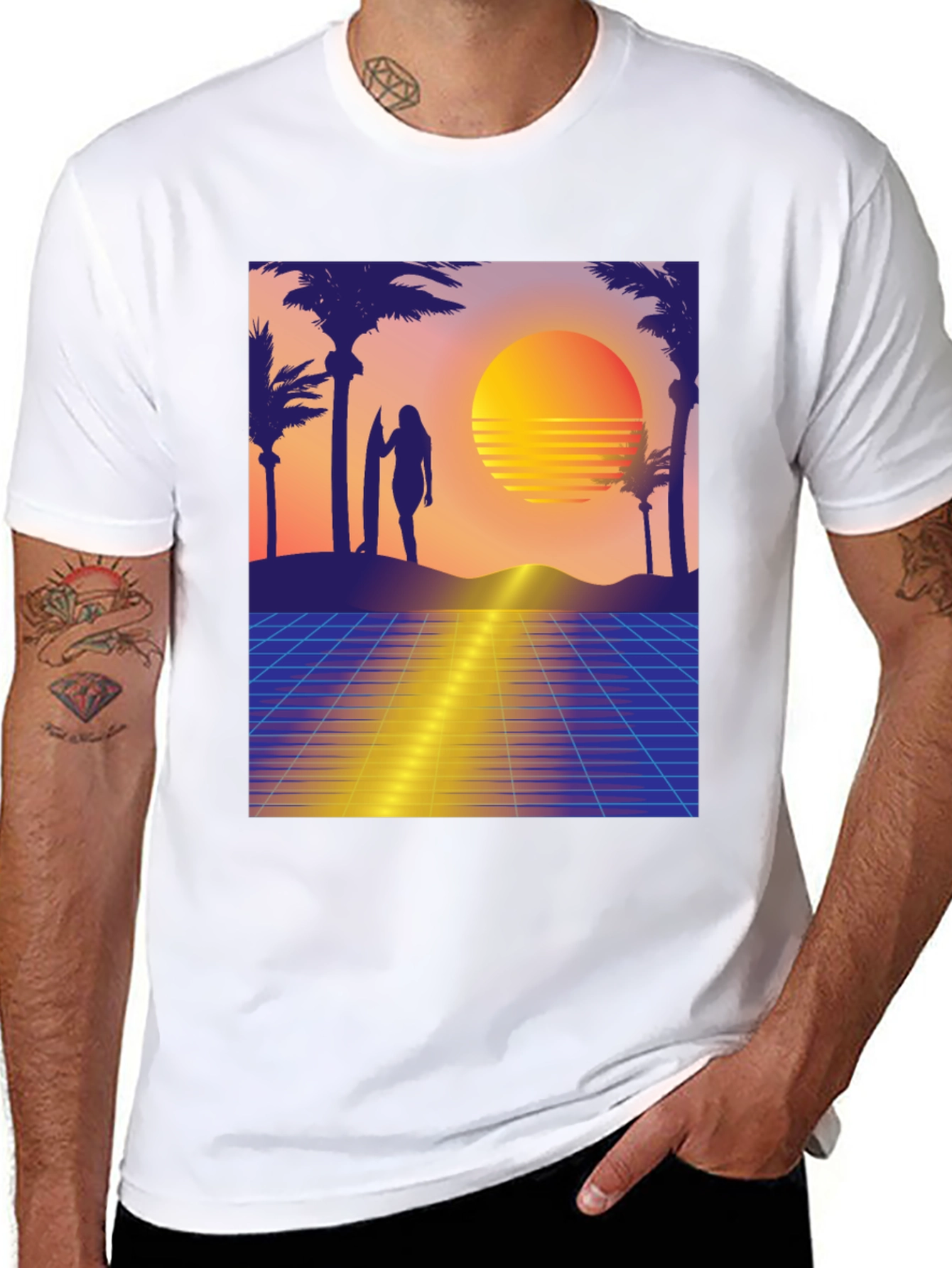 Retro Sunset Surfer Graphic Tee