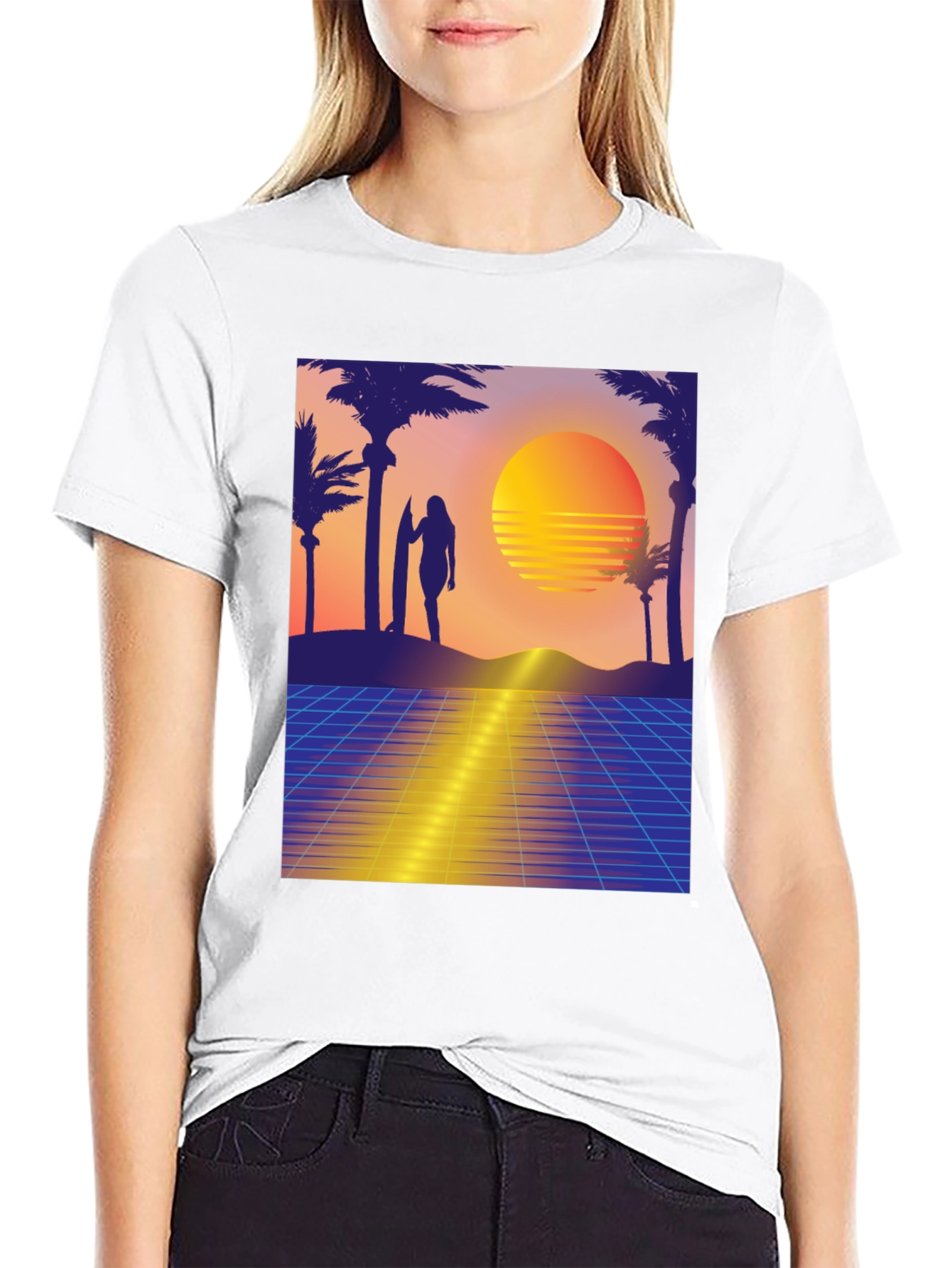 Retro Sunset Surfer Graphic Tee