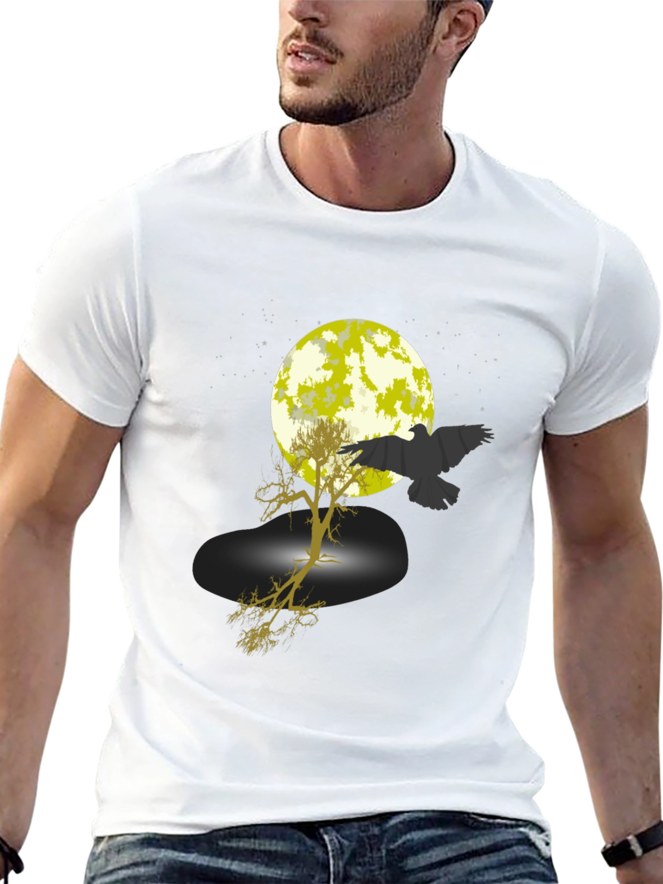 Raven Moon Tree Graphic Tee - Black