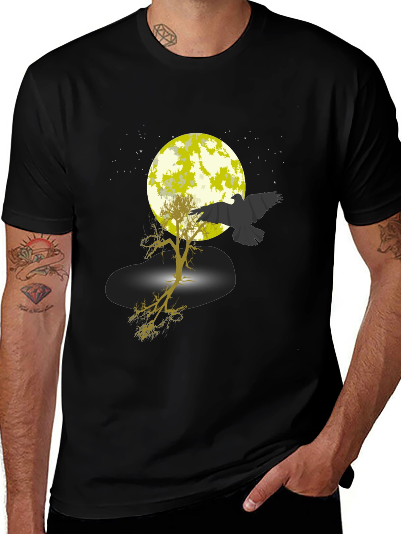 Raven Moon Tree Graphic Tee - Black