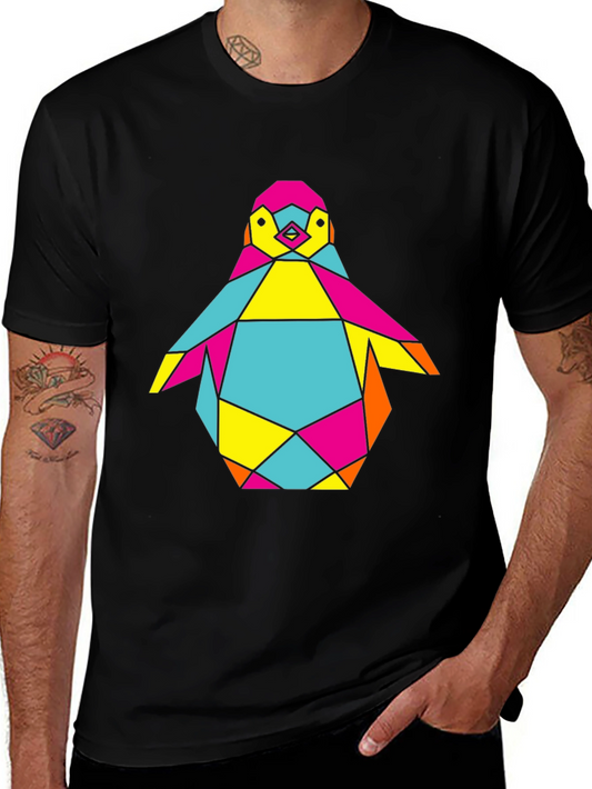 Geometric Penguin Graphic Tee - Cool Modern Design