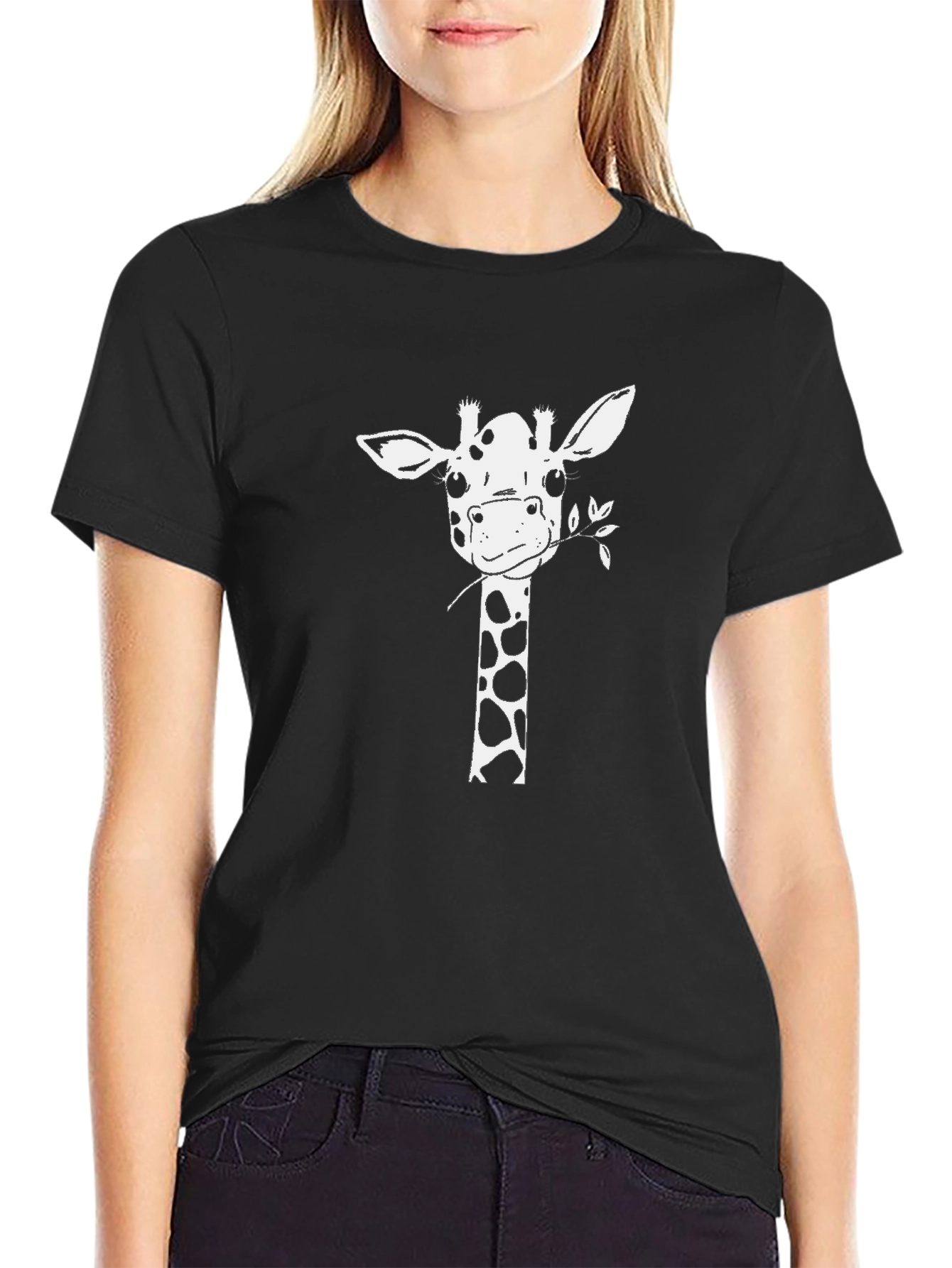 Giraffe Graphic Tee - Black Casual T-Shirt