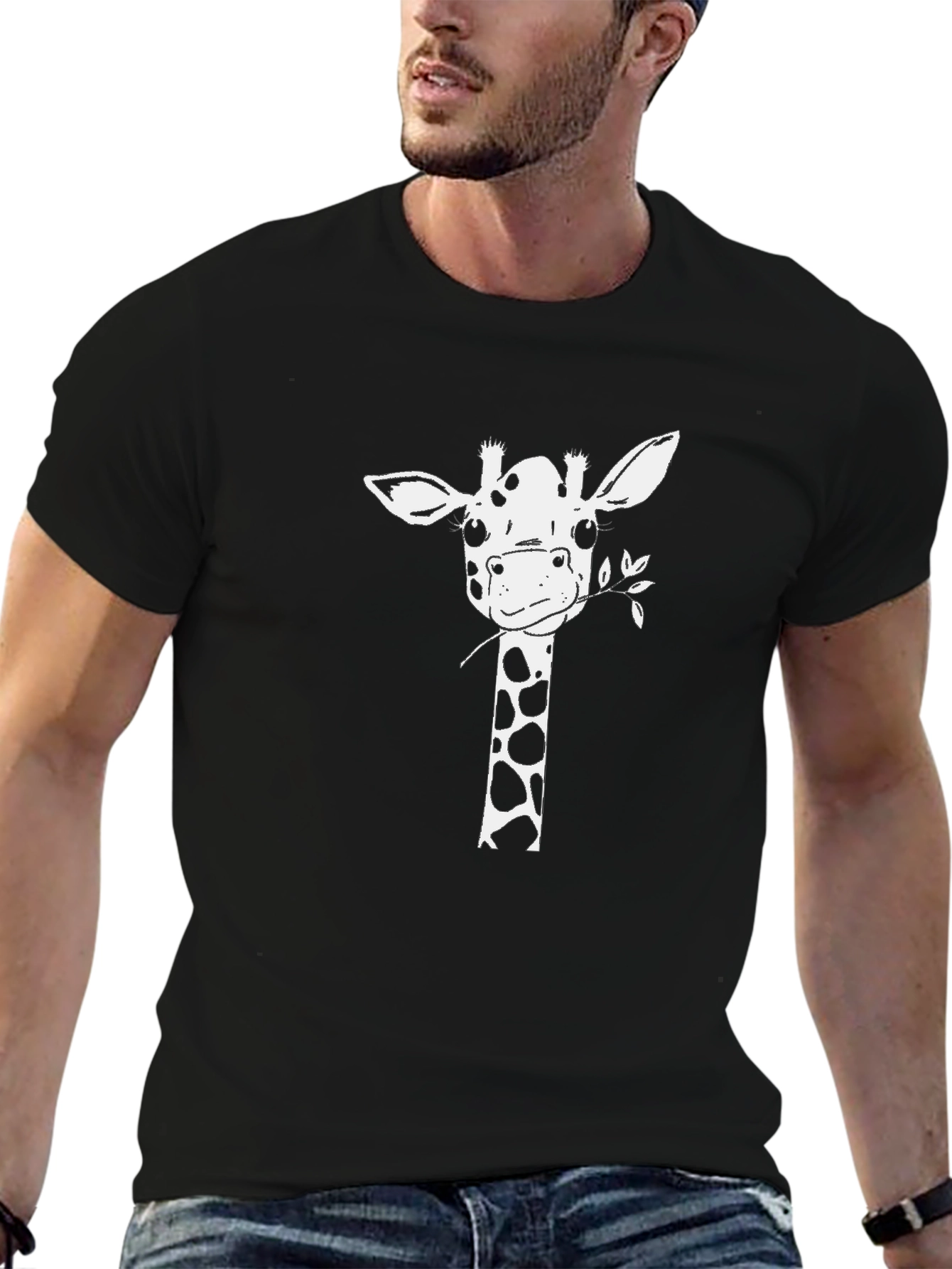 Giraffe Graphic Tee - Black Casual T-Shirt