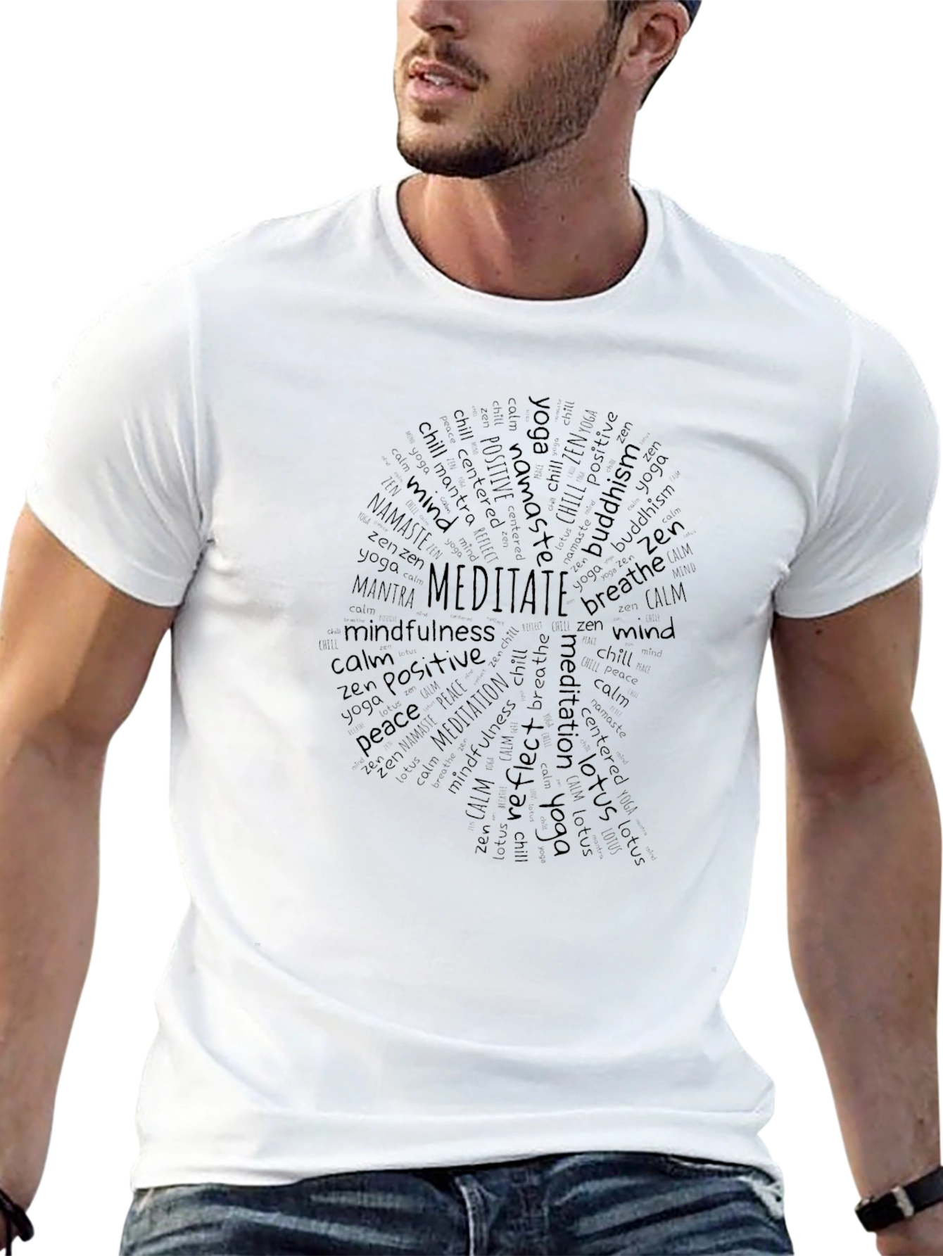 Meditate Word Art T-Shirt - Yoga Zen Tee