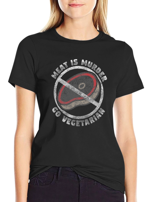 Vegan T-Shirt - Meat is Murder Go Vegetarian Graphic Tee