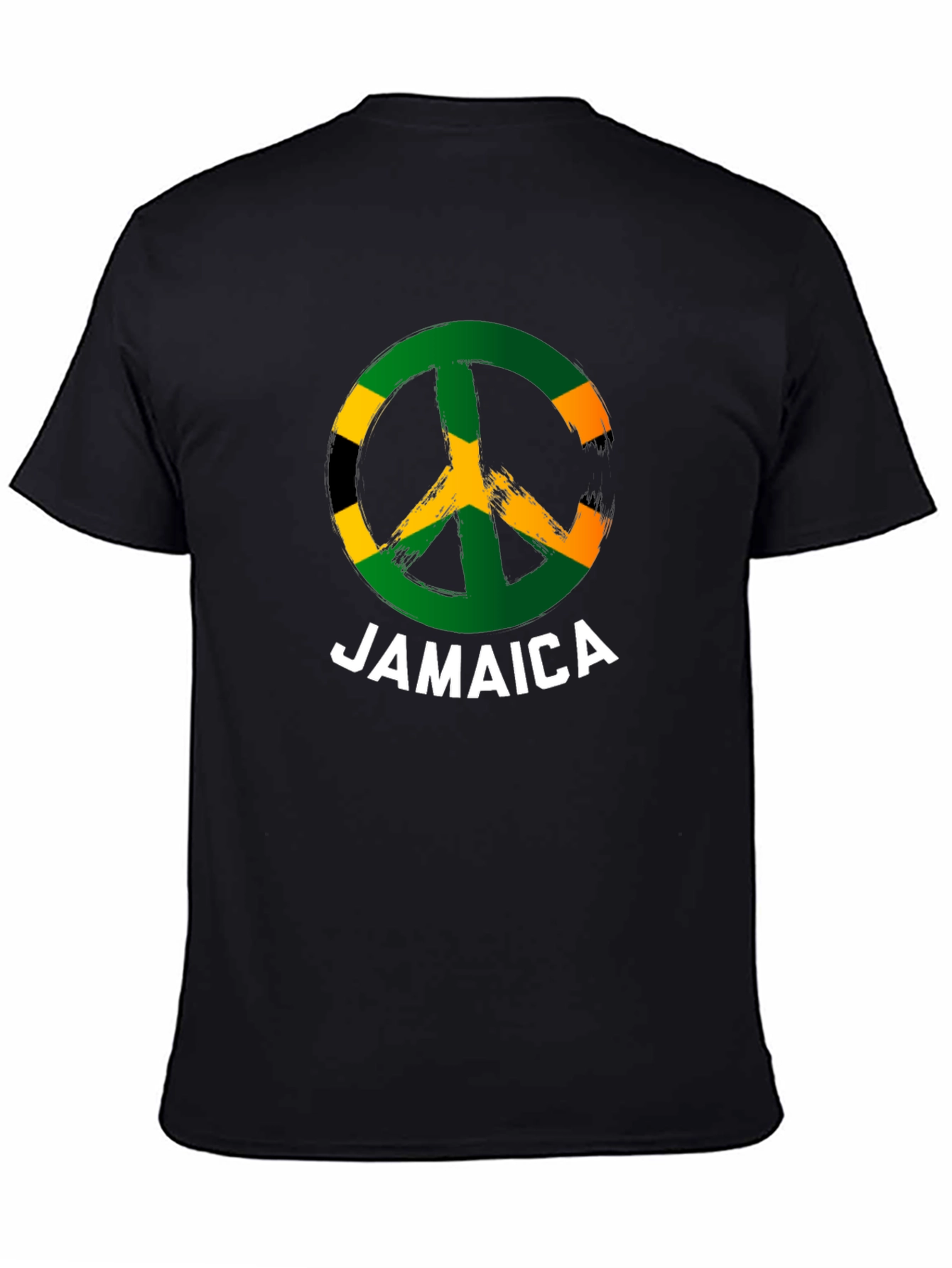 Jamaica Peace Sign T-Shirt Black Cotton