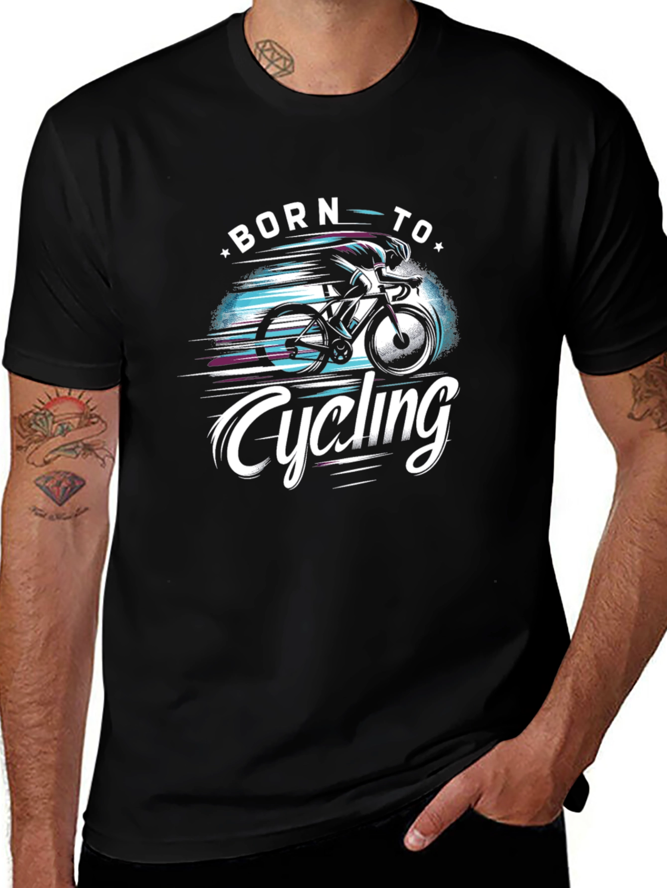 Born to Cycling Black Graphic Tee