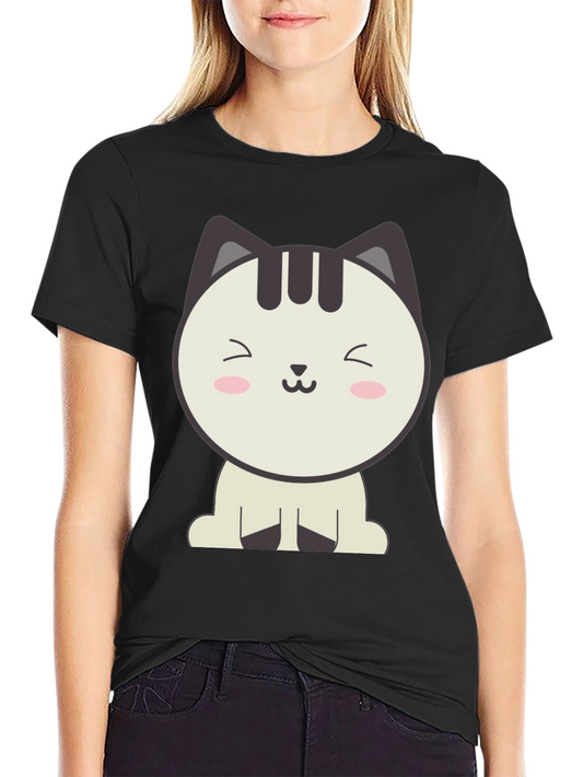Cute Cartoon Cat Graphic T-Shirt