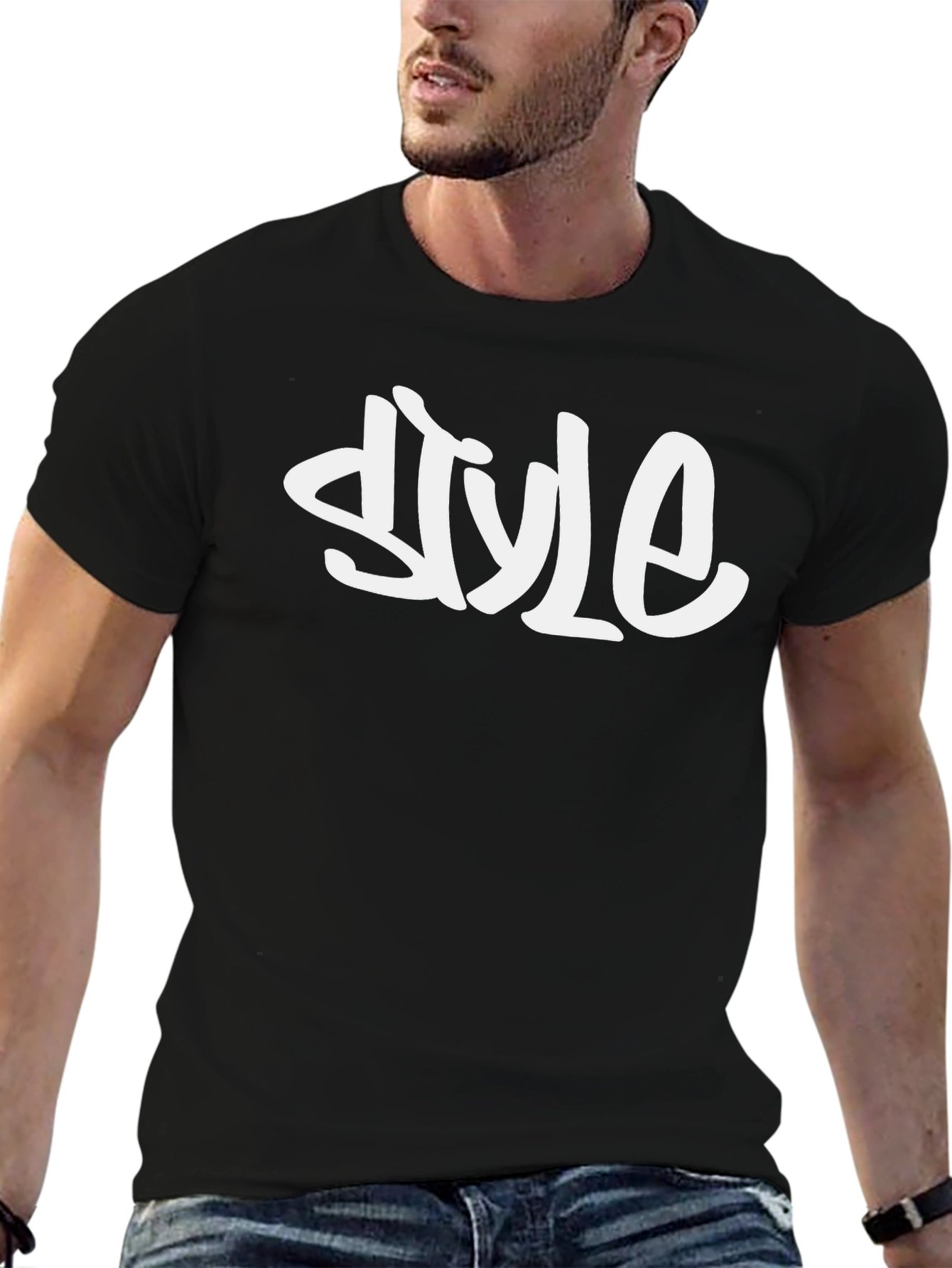 Bold Style Graphic Tee - Black Cotton