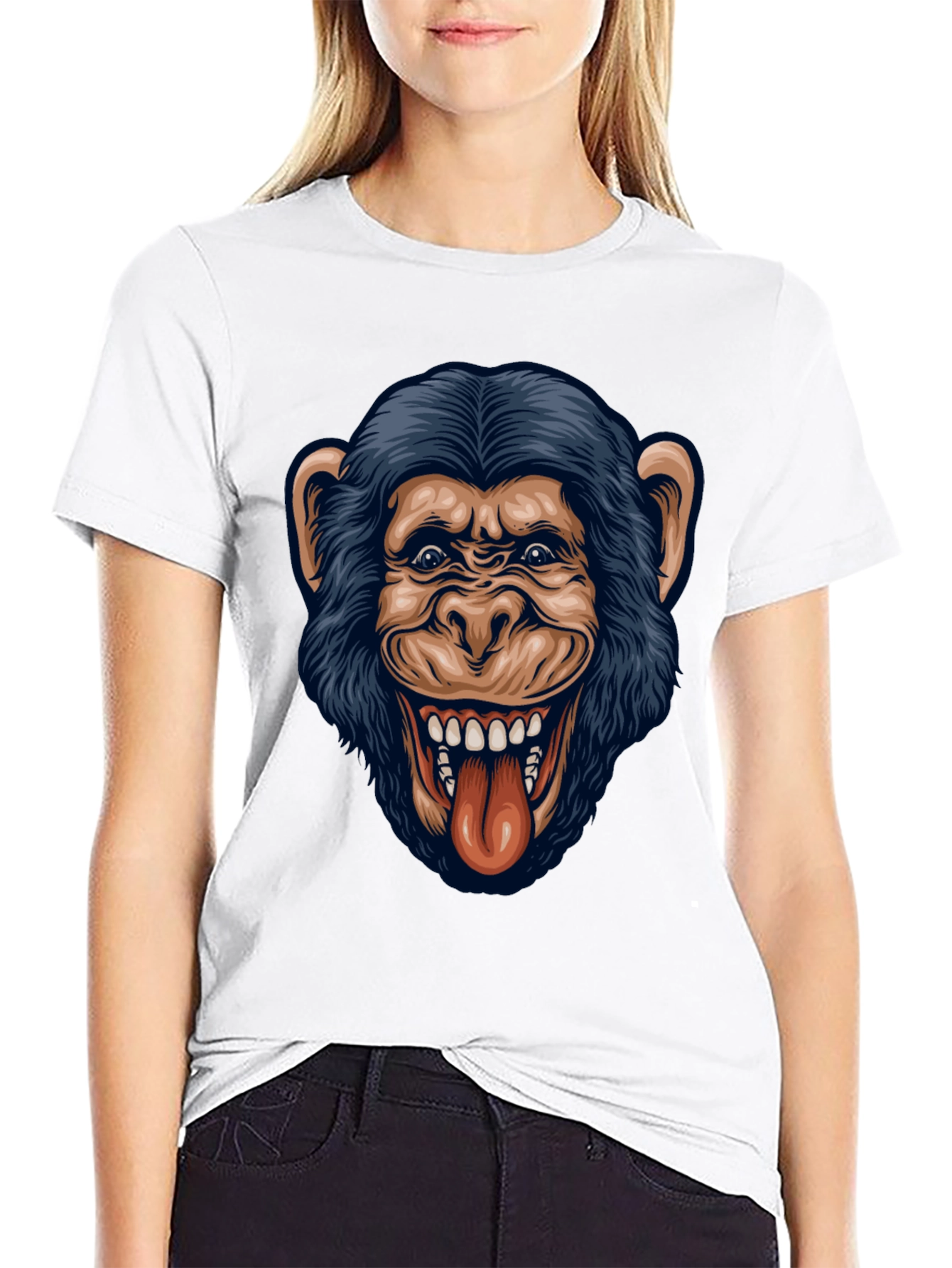 Funny Monkey Graphic Black T-Shirt