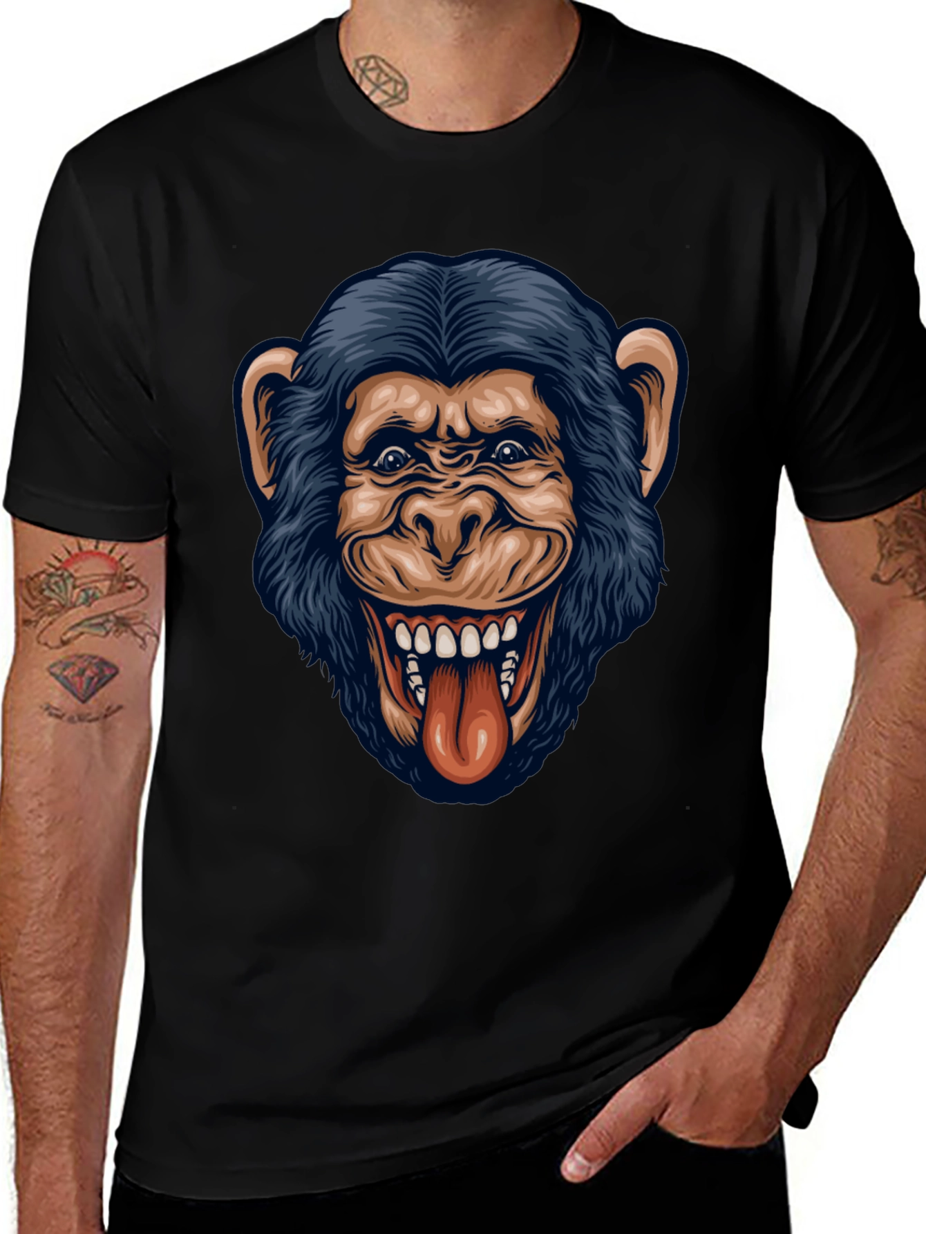 Funny Monkey Graphic Black T-Shirt