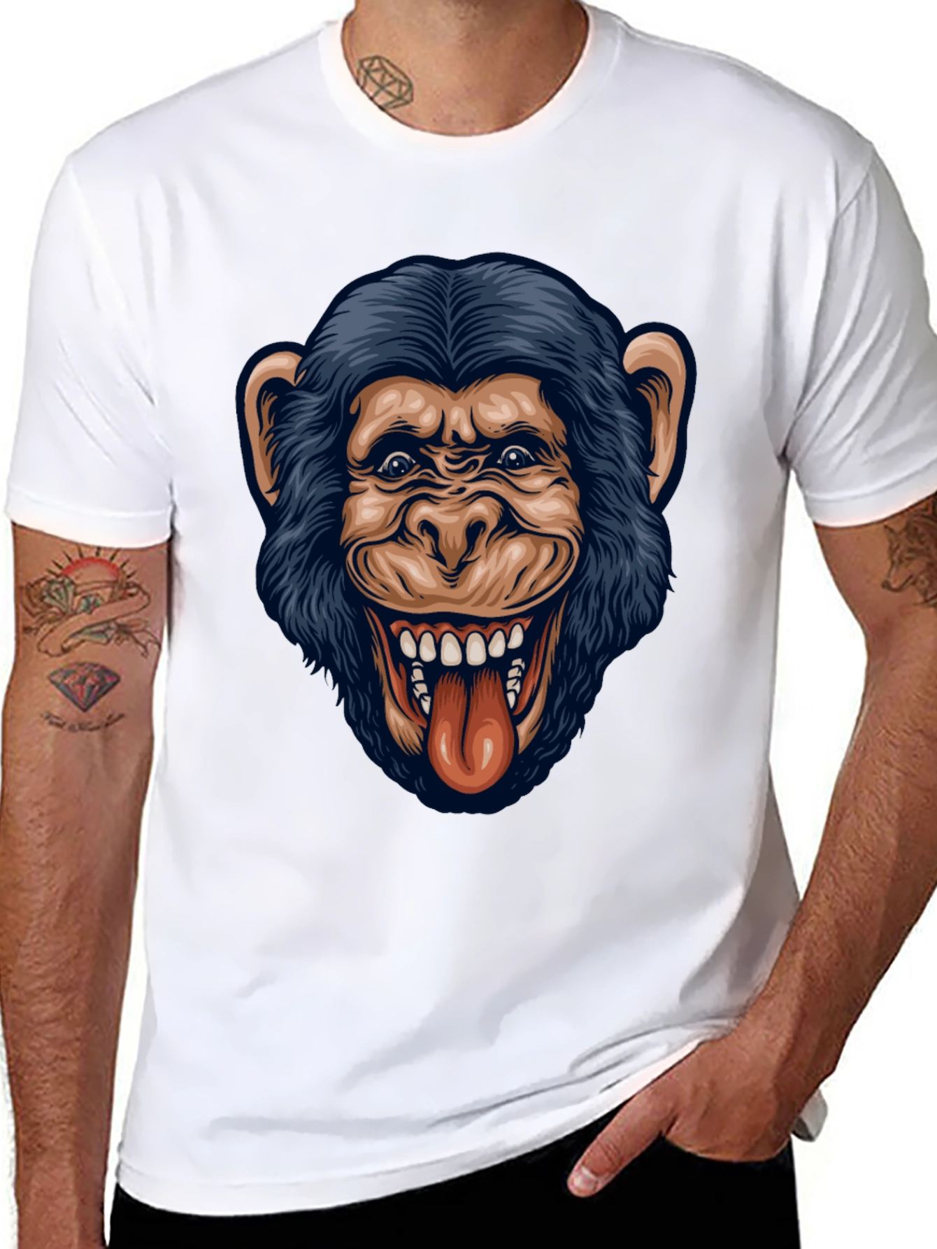 Funny Monkey Graphic Black T-Shirt