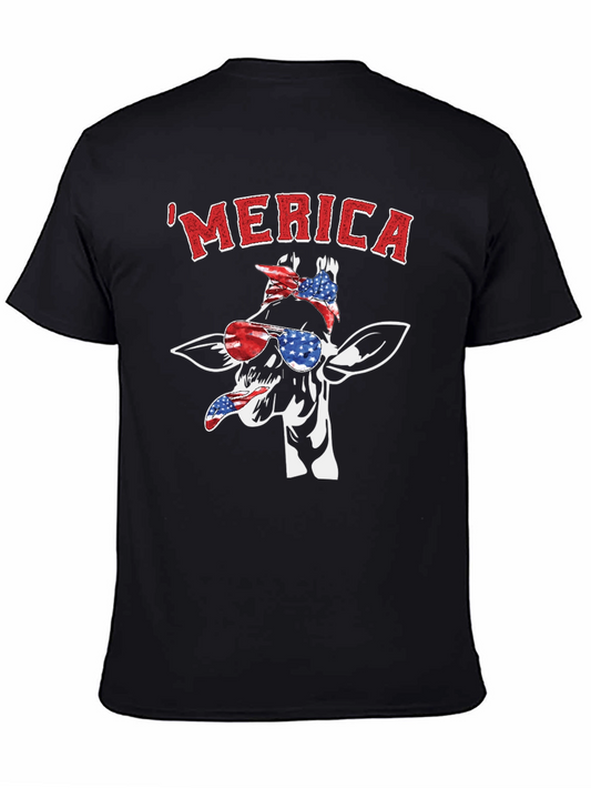 Patriotic Giraffe Merica T-Shirt