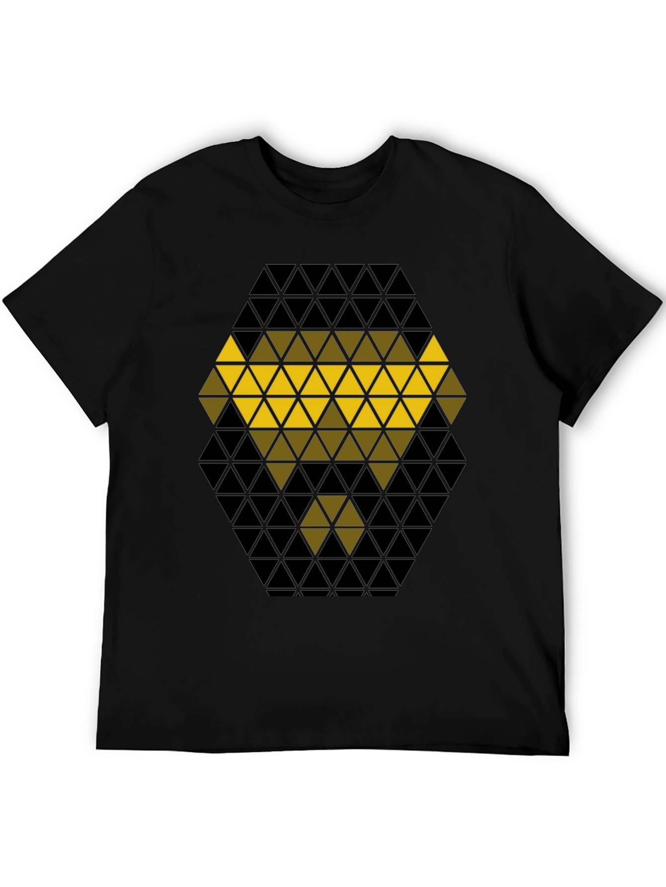Geometric Triangle Pattern Black T-Shirt
