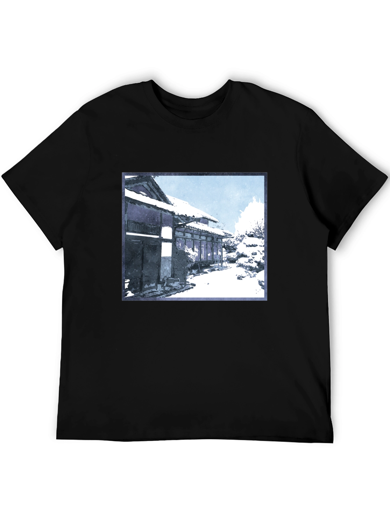 Winter Scene Graphic Tee - Black