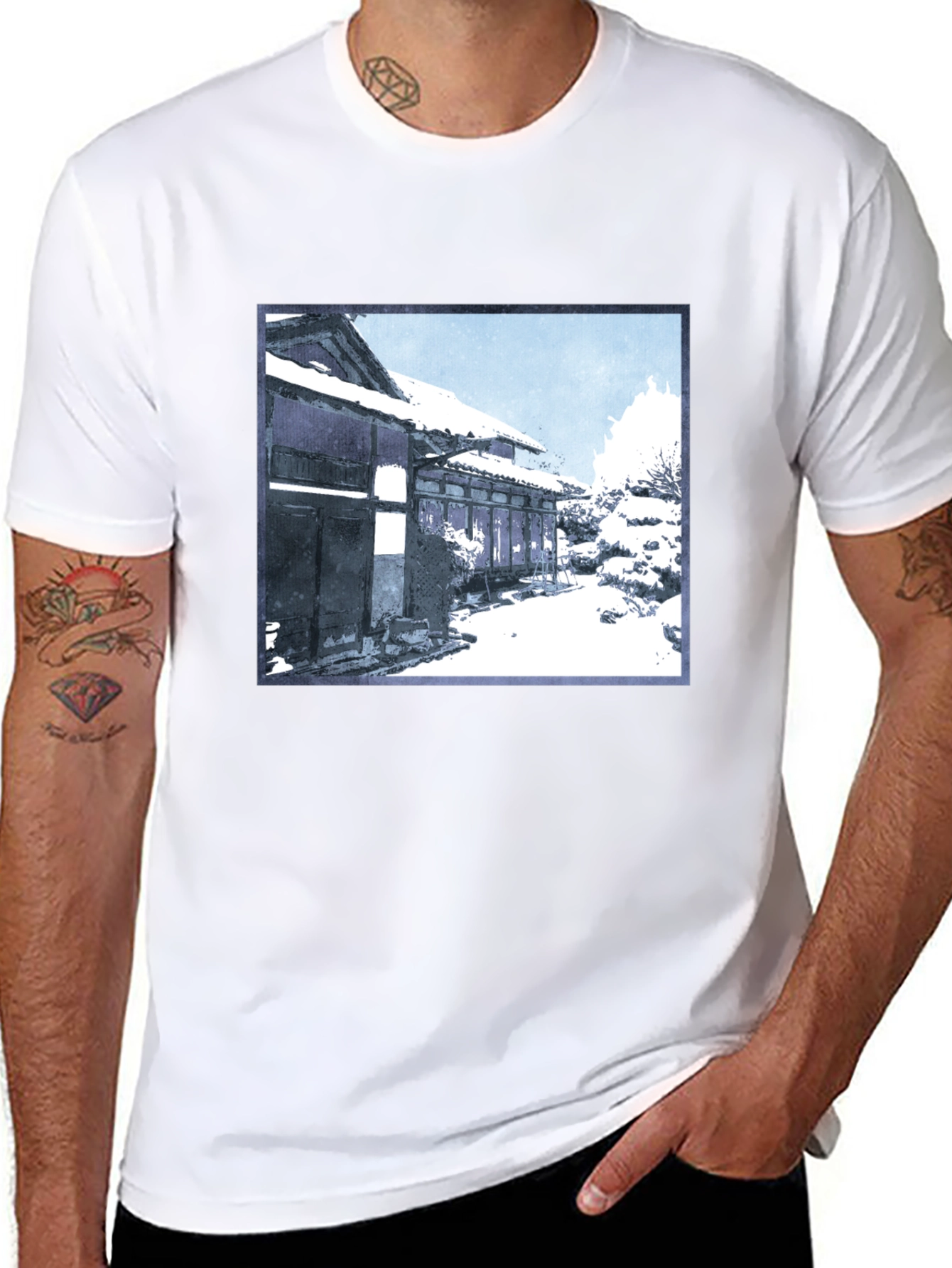 Winter Scene Graphic Tee - Black