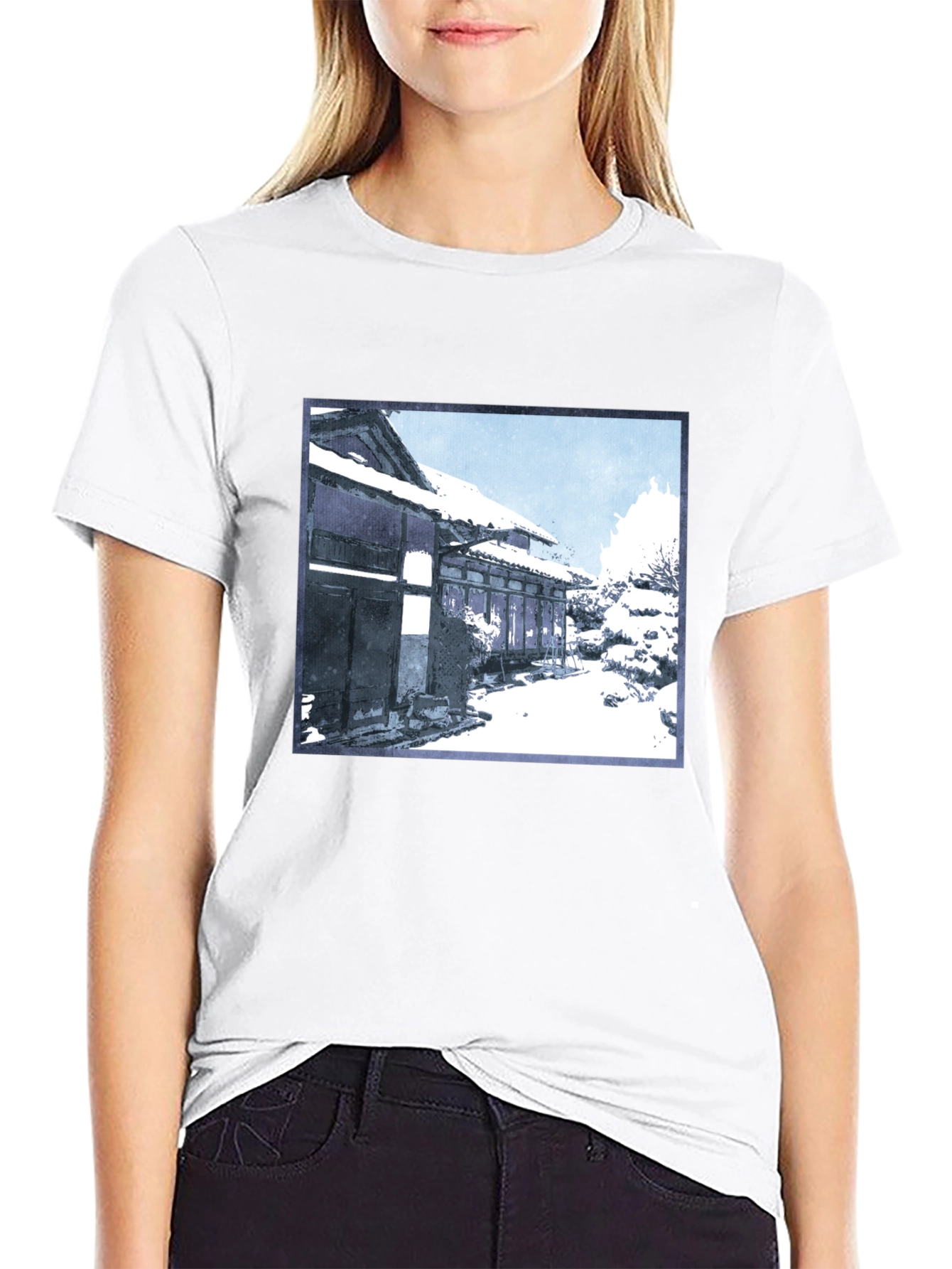 Winter Scene Graphic Tee - Black