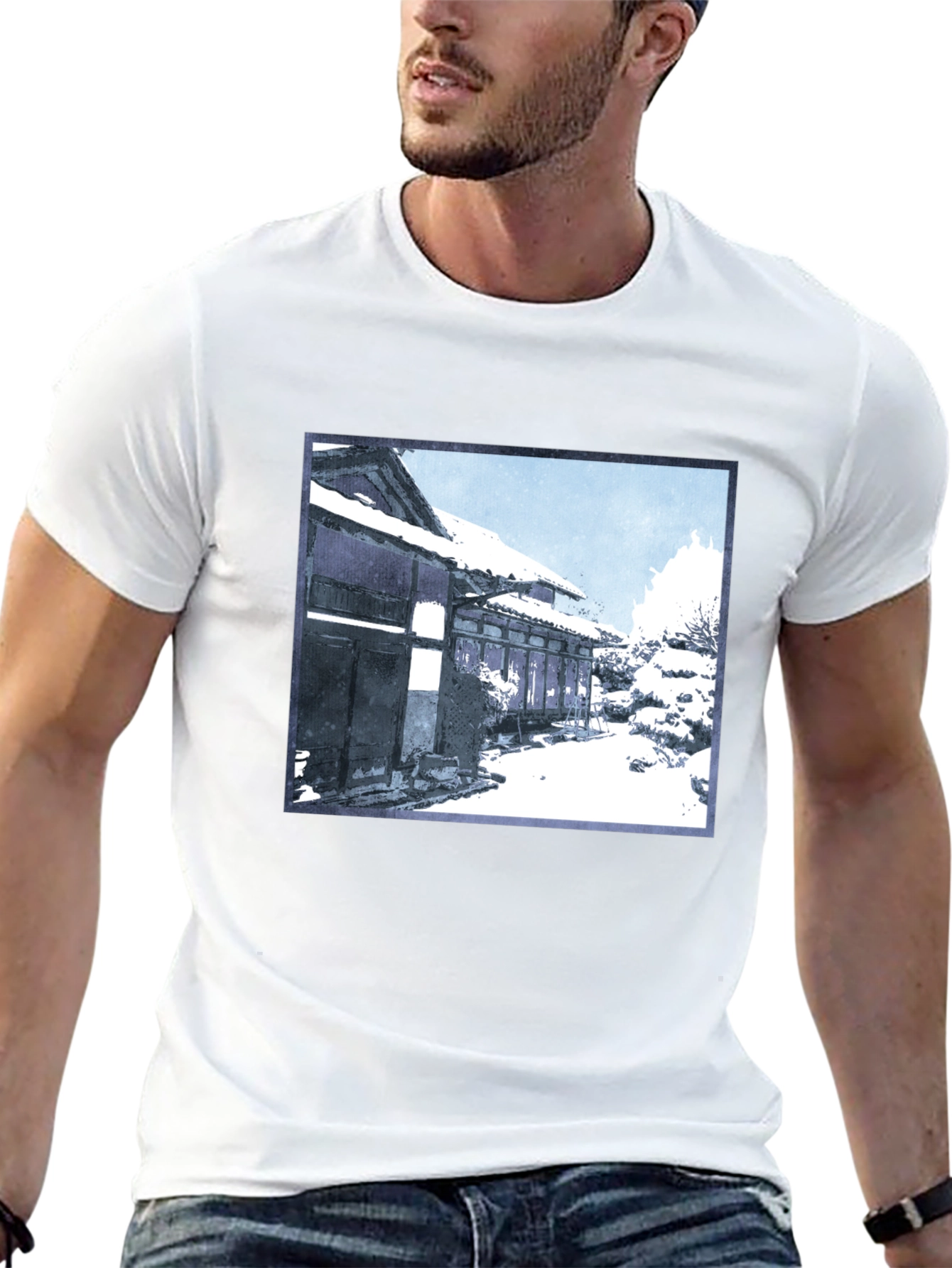 Winter Scene Graphic Tee - Black