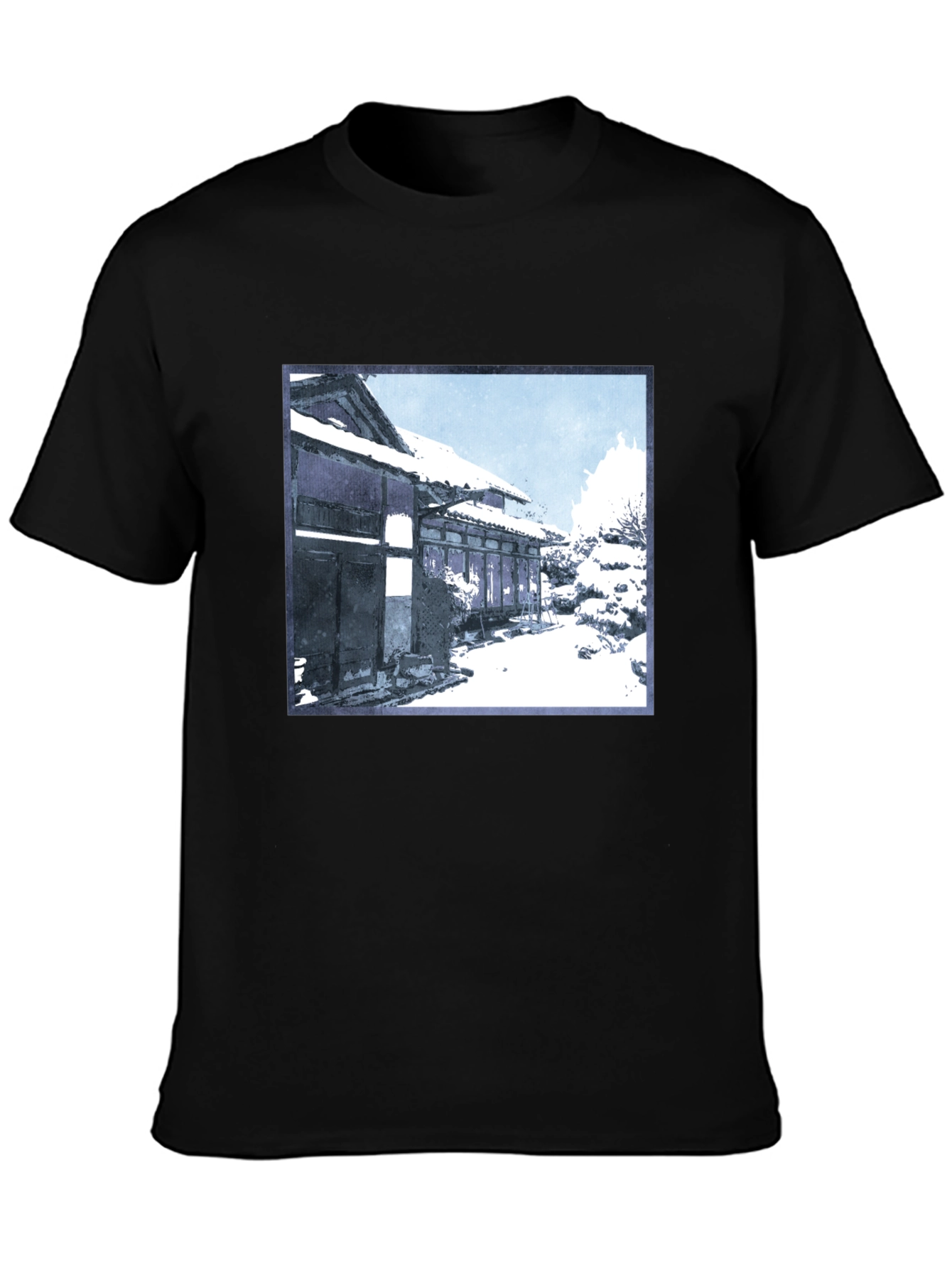 Winter Scene Graphic Tee - Black