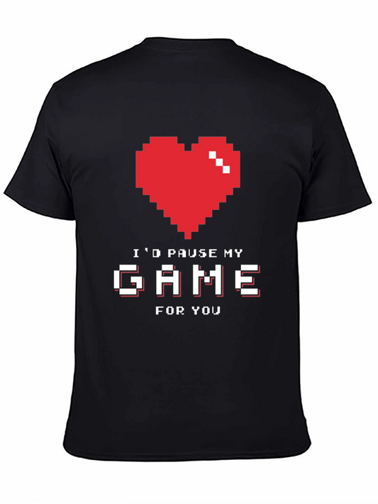 Gamer Love T-Shirt - Id Pause My Game For You - Pixel Heart