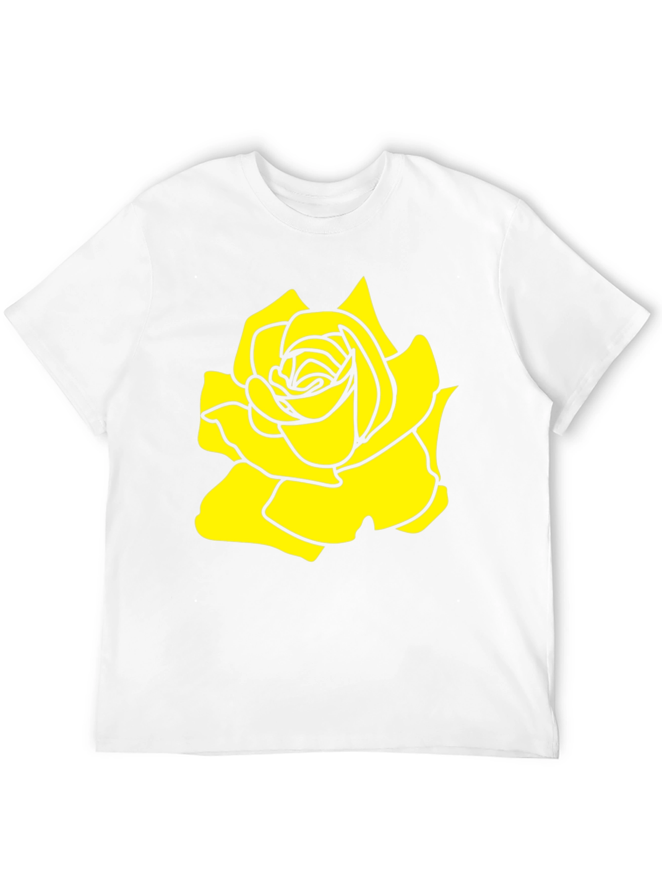 Black T-Shirt with Yellow Rose Graphic
