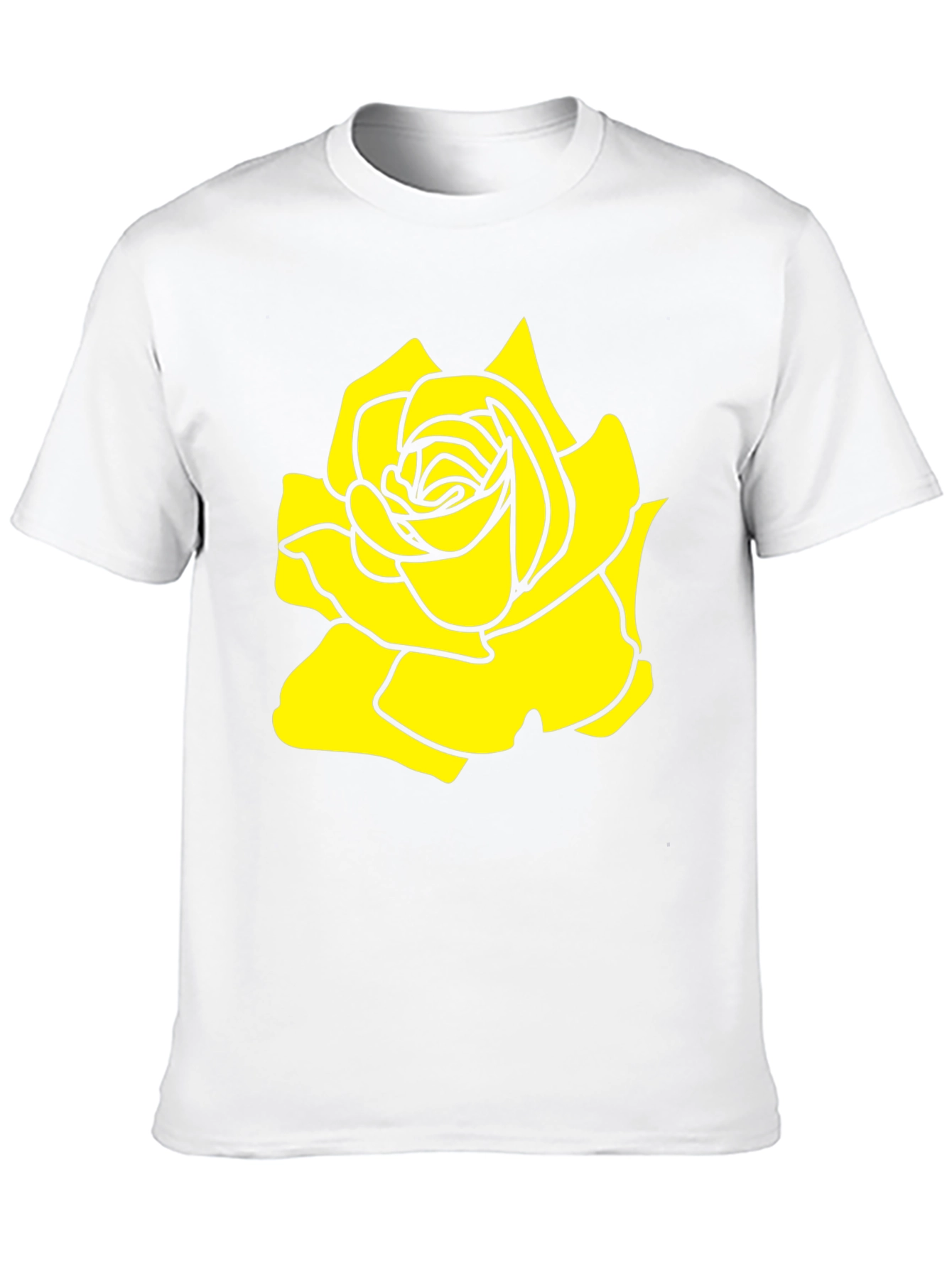 Black T-Shirt with Yellow Rose Graphic