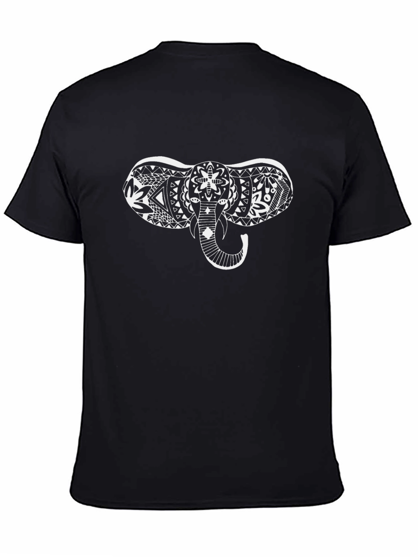 Elephant Art Graphic Tee - Mens Black Cotton Shirt