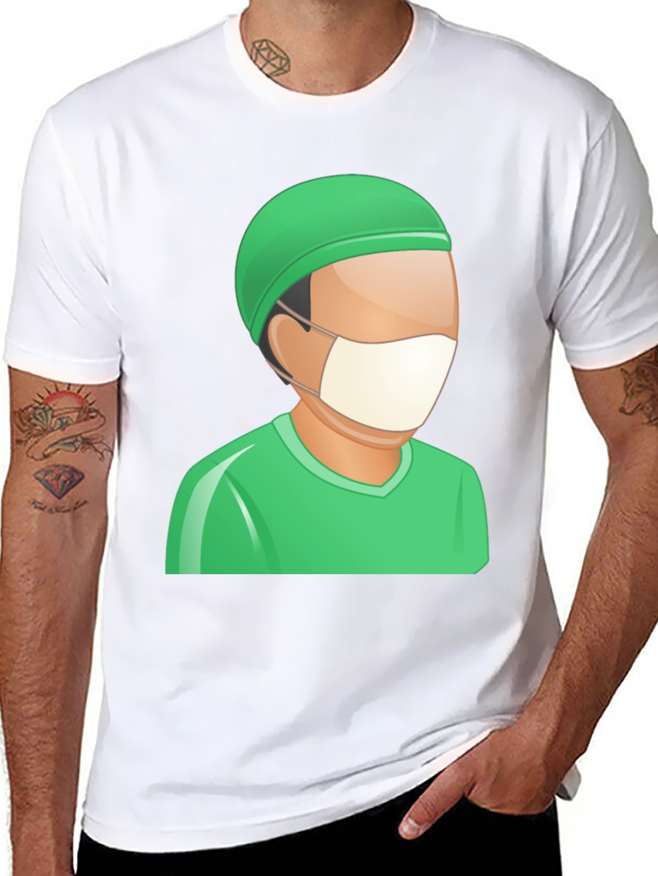 Doctor Cartoon Graphic Tee - Black Cotton T-Shirt