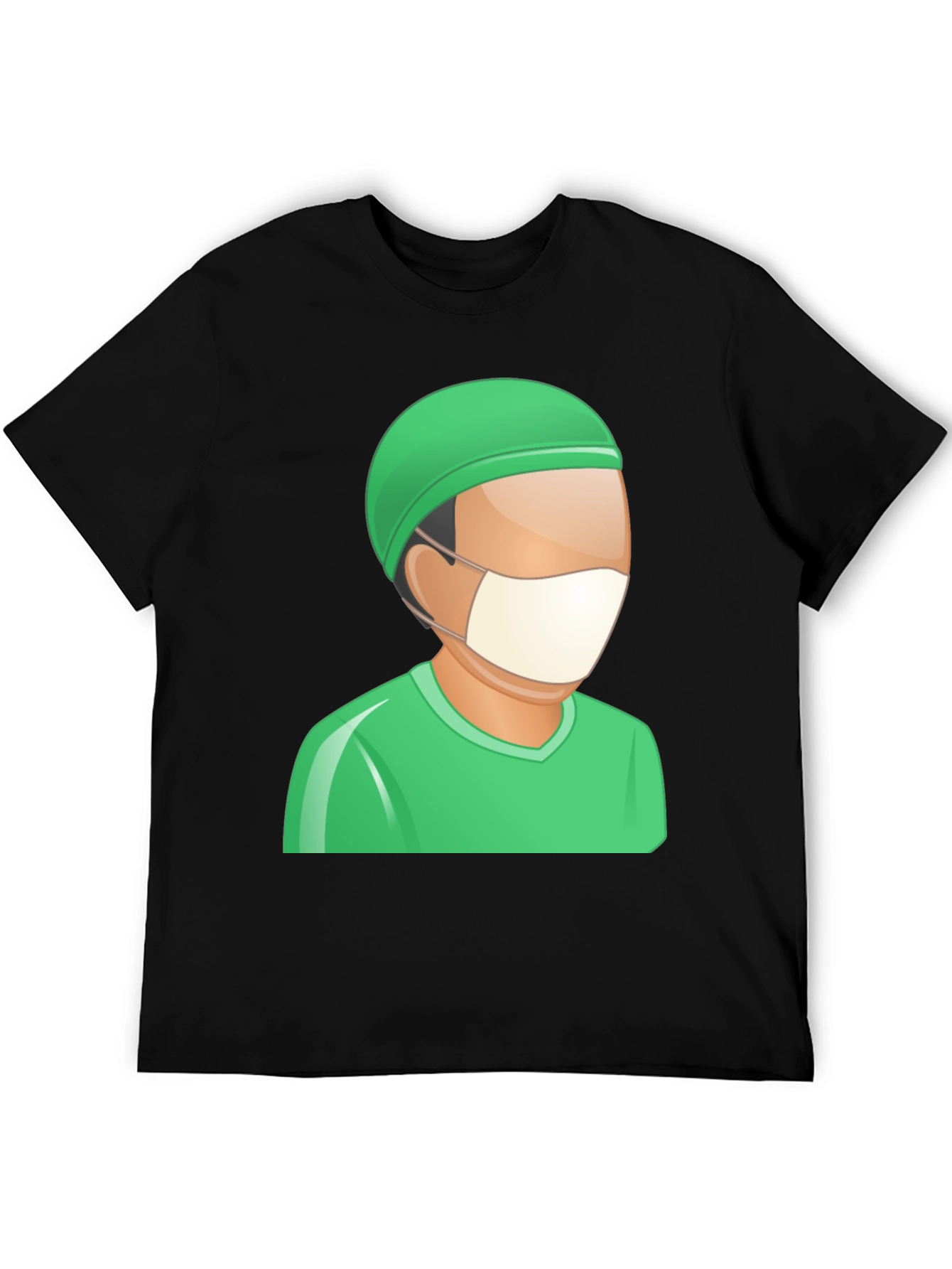Doctor Cartoon Graphic Tee - Black Cotton T-Shirt