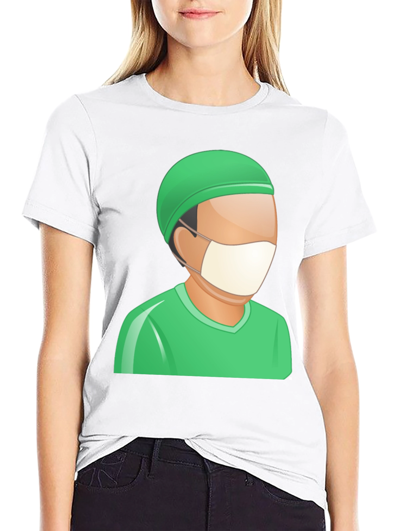 Doctor Cartoon Graphic Tee - Black Cotton T-Shirt