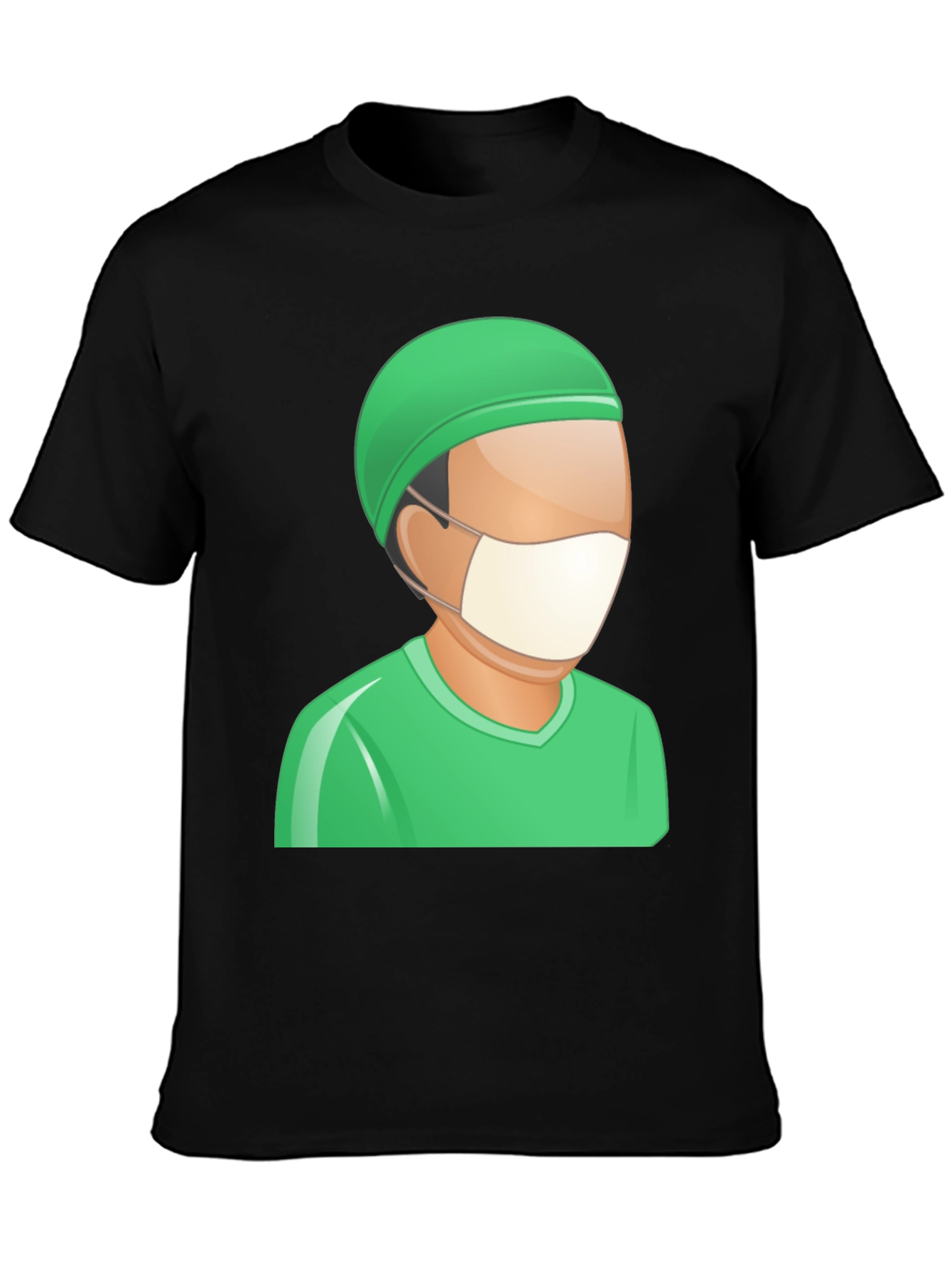 Doctor Cartoon Graphic Tee - Black Cotton T-Shirt