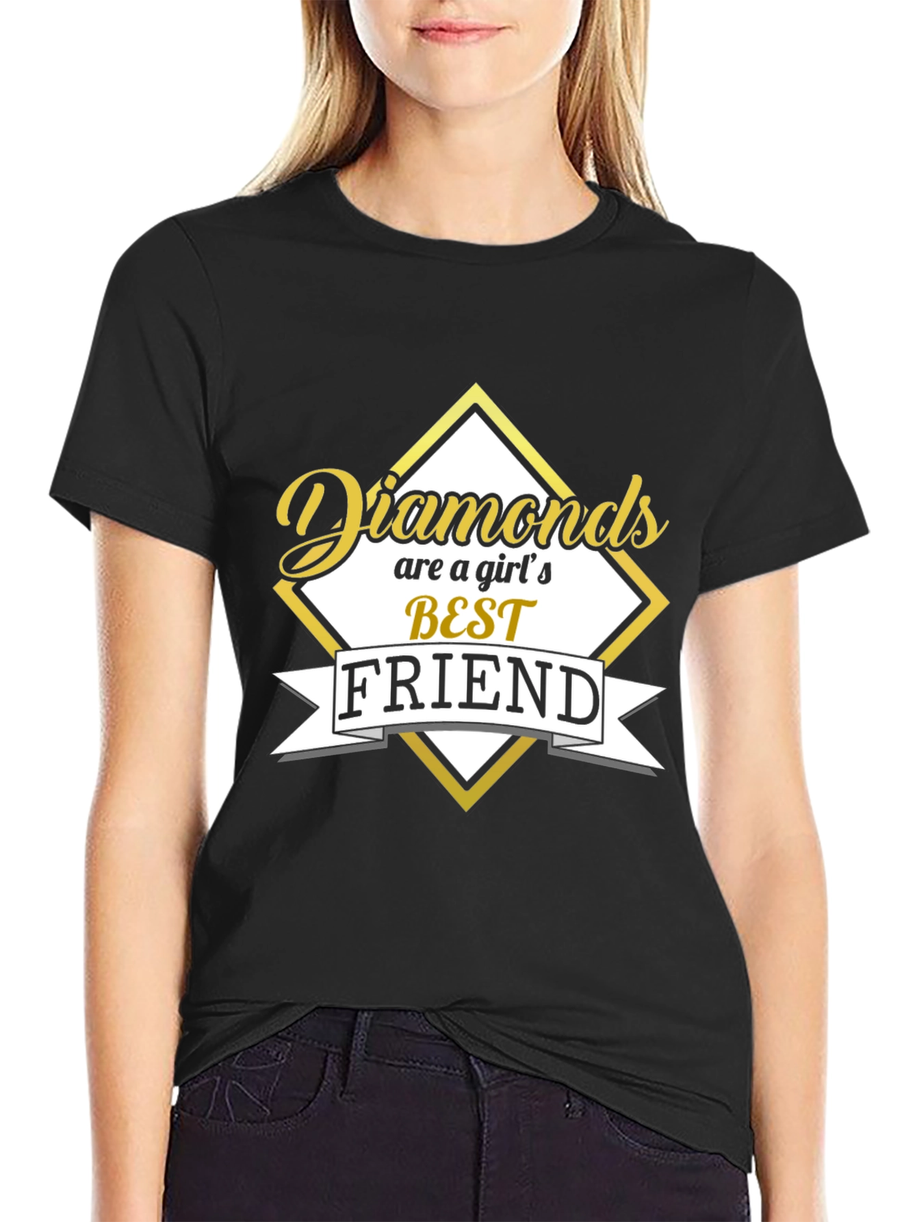 Diamonds Are a Girls Best Friend Black Graphic Tee
